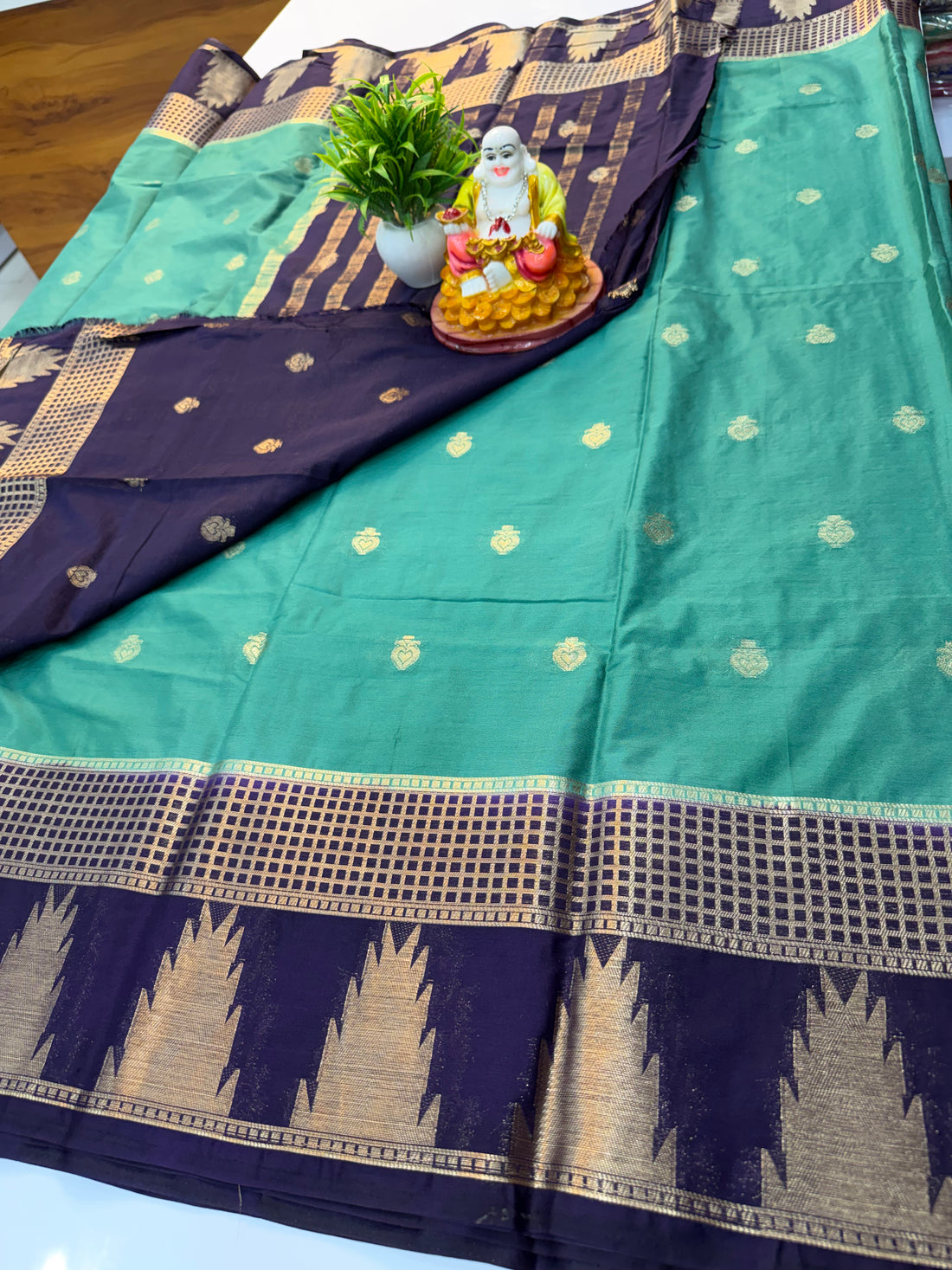 Chiffon Saree with Butta & Temple Border | Padmavathi Silks and Sarees
