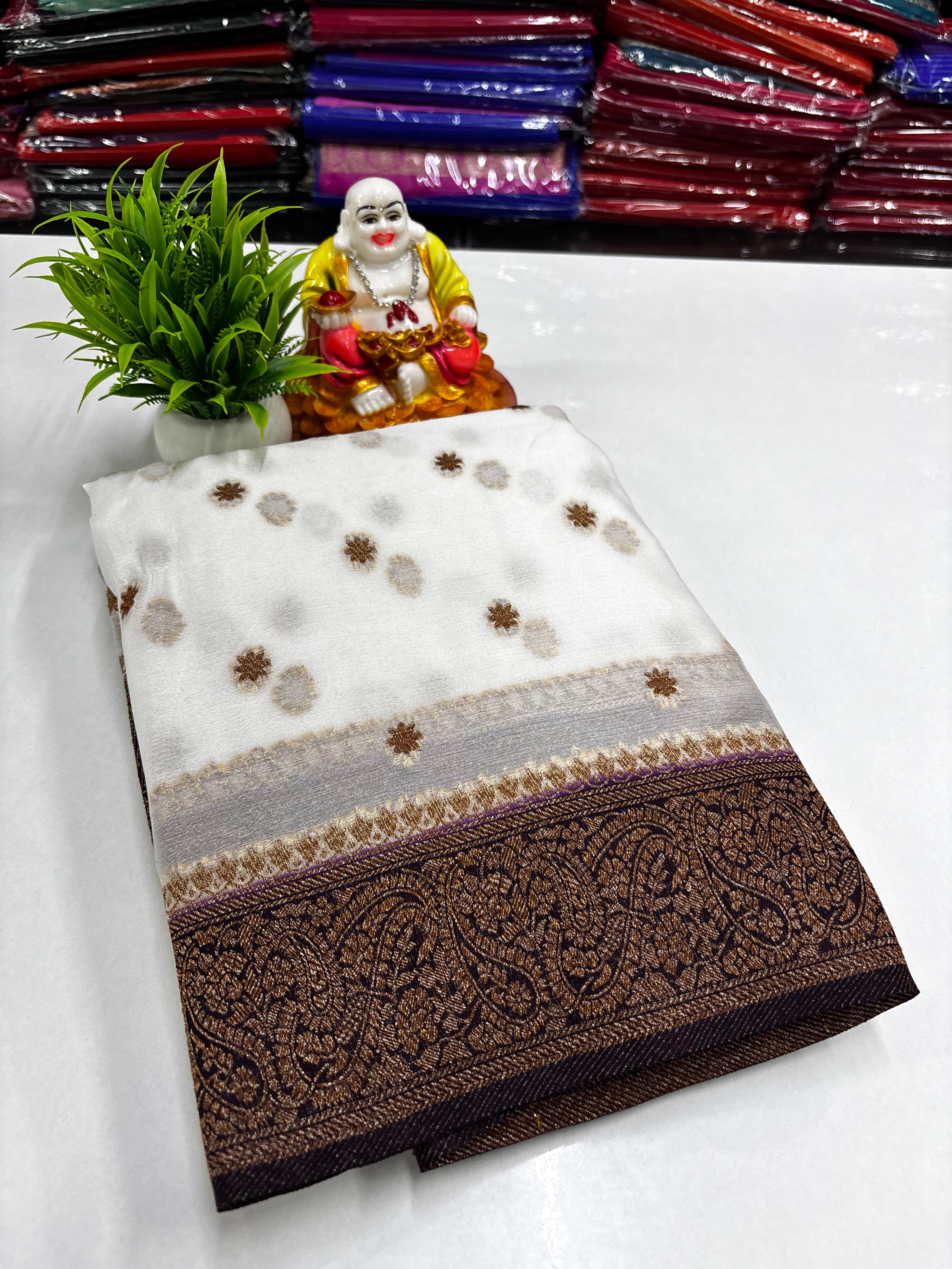 Premium Chiffon Saree with Beautiful Buttas & Rich Pallu