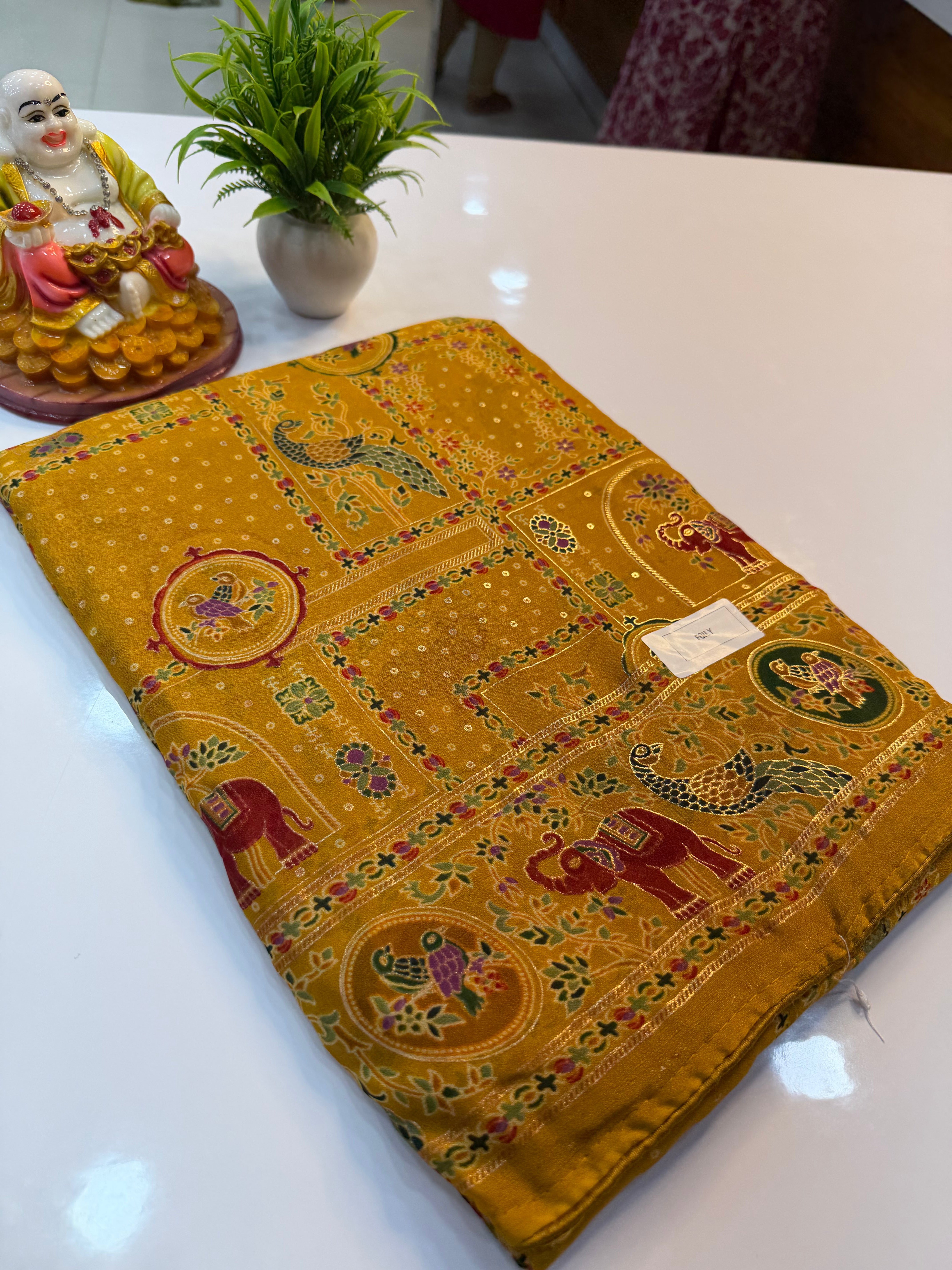 Premium Georgette Saree with Elegant Pashmina Design | Rich Pallu & Matching Blouse | Padmavathi Silks and Sarees…
