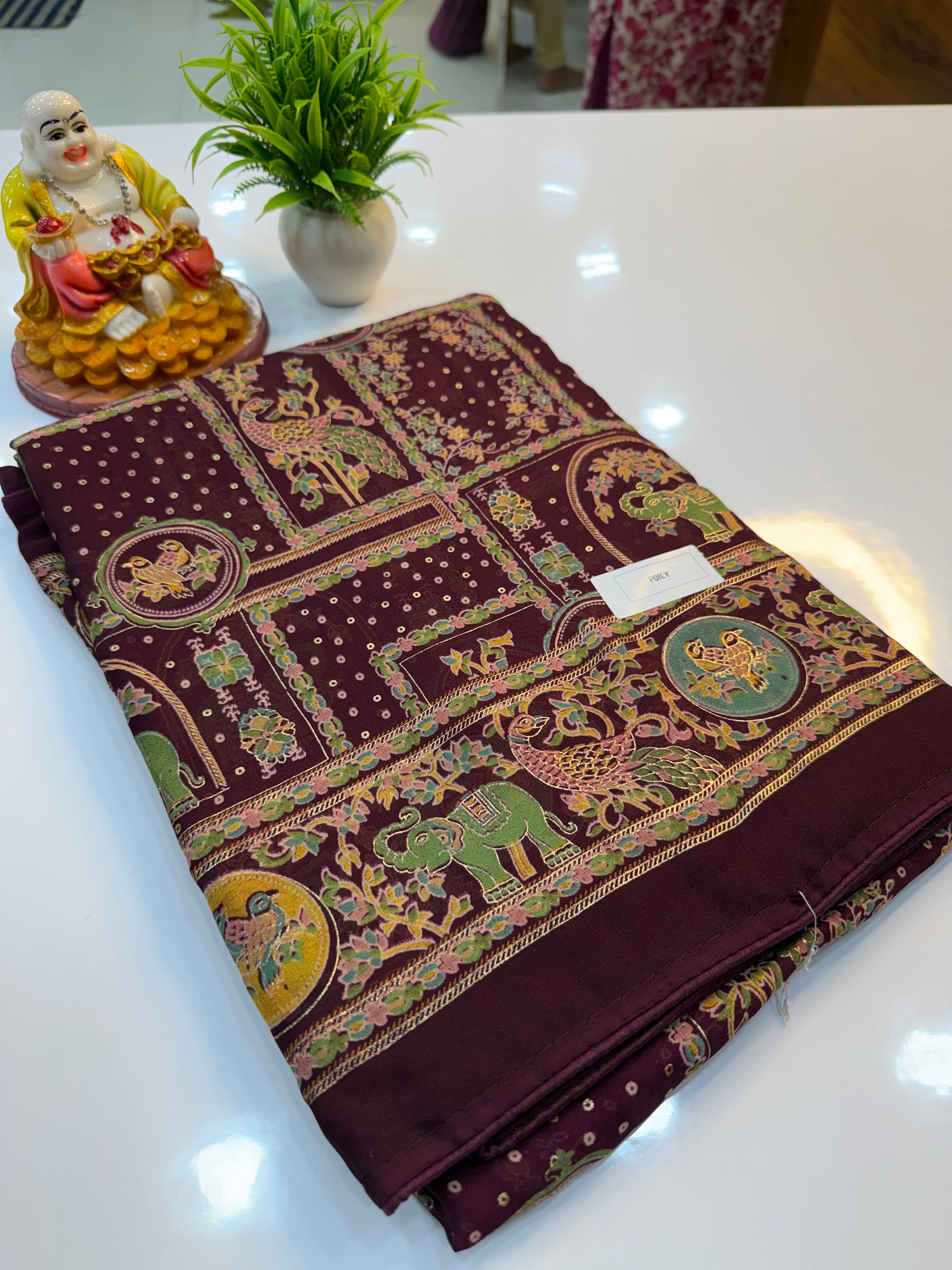 Premium Georgette Saree with Elegant Pashmina Design | Rich Pallu & Matching Blouse | Padmavathi Silks and Sarees…