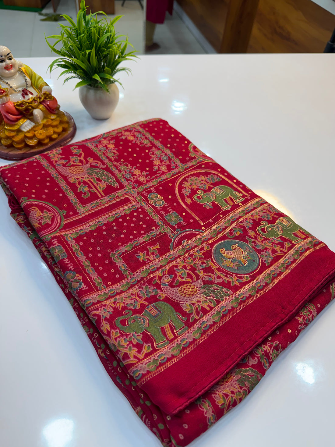 Premium Georgette Saree with Elegant Pashmina Design | Rich Pallu & Matching Blouse | Padmavathi Silks and Sarees…
