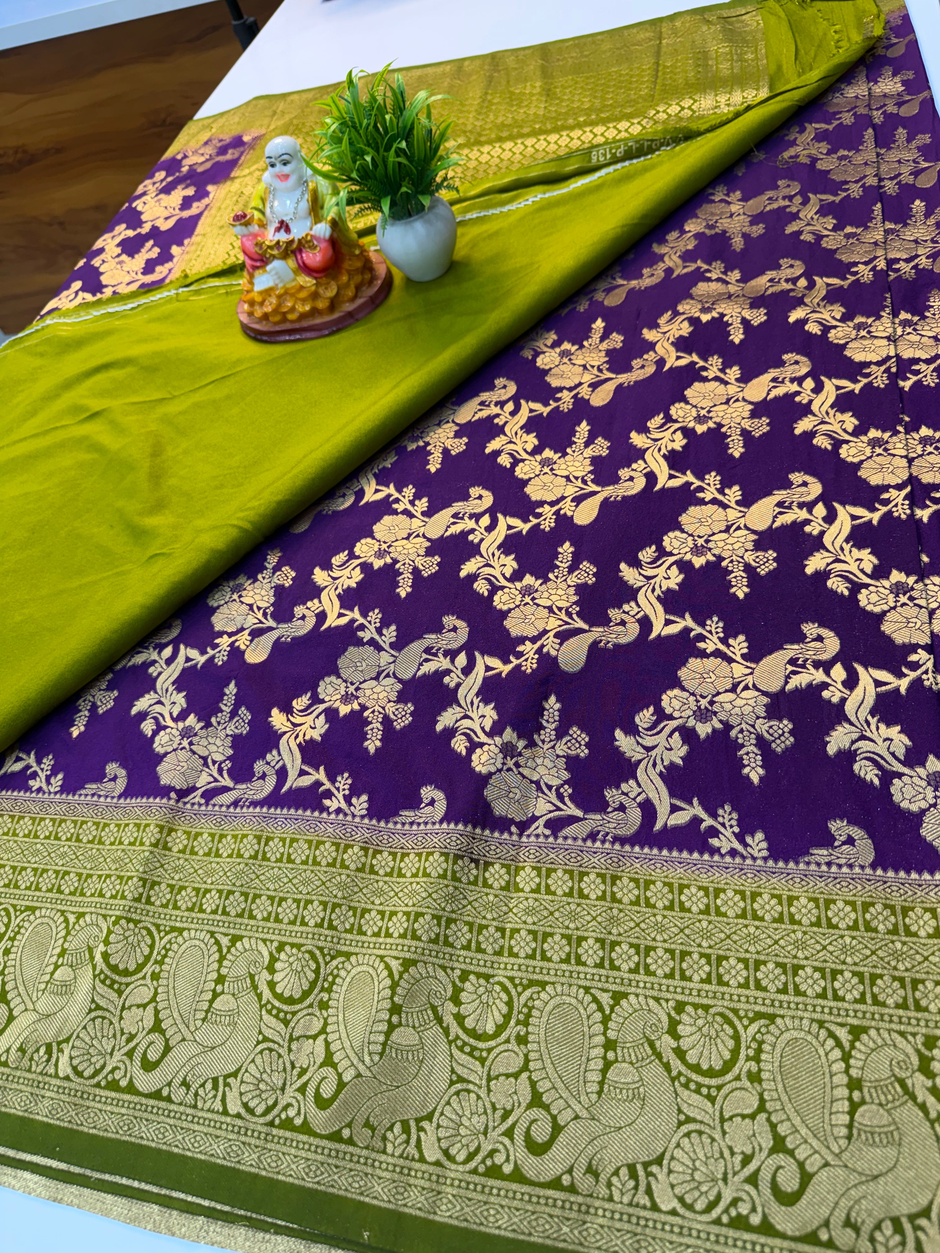 Premium Georgette Saree with Peacock Pattern &amp; Rich Pallu | Padmavathi Silks and Sarees