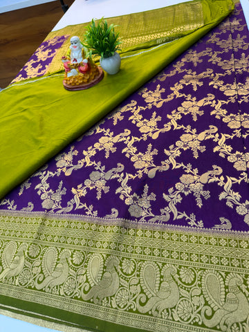 Premium Georgette Saree with Peacock Pattern &amp; Rich Pallu | Padmavathi Silks and Sarees