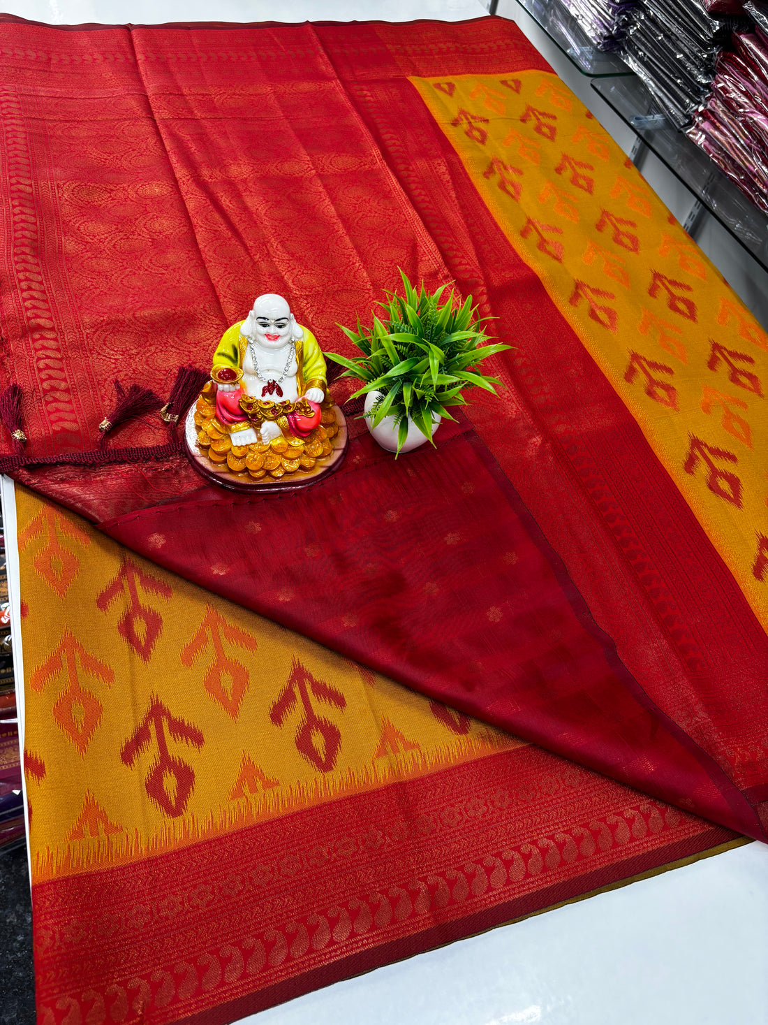 Semi Silk Saree with Pochampalli Design & Rich Pallu