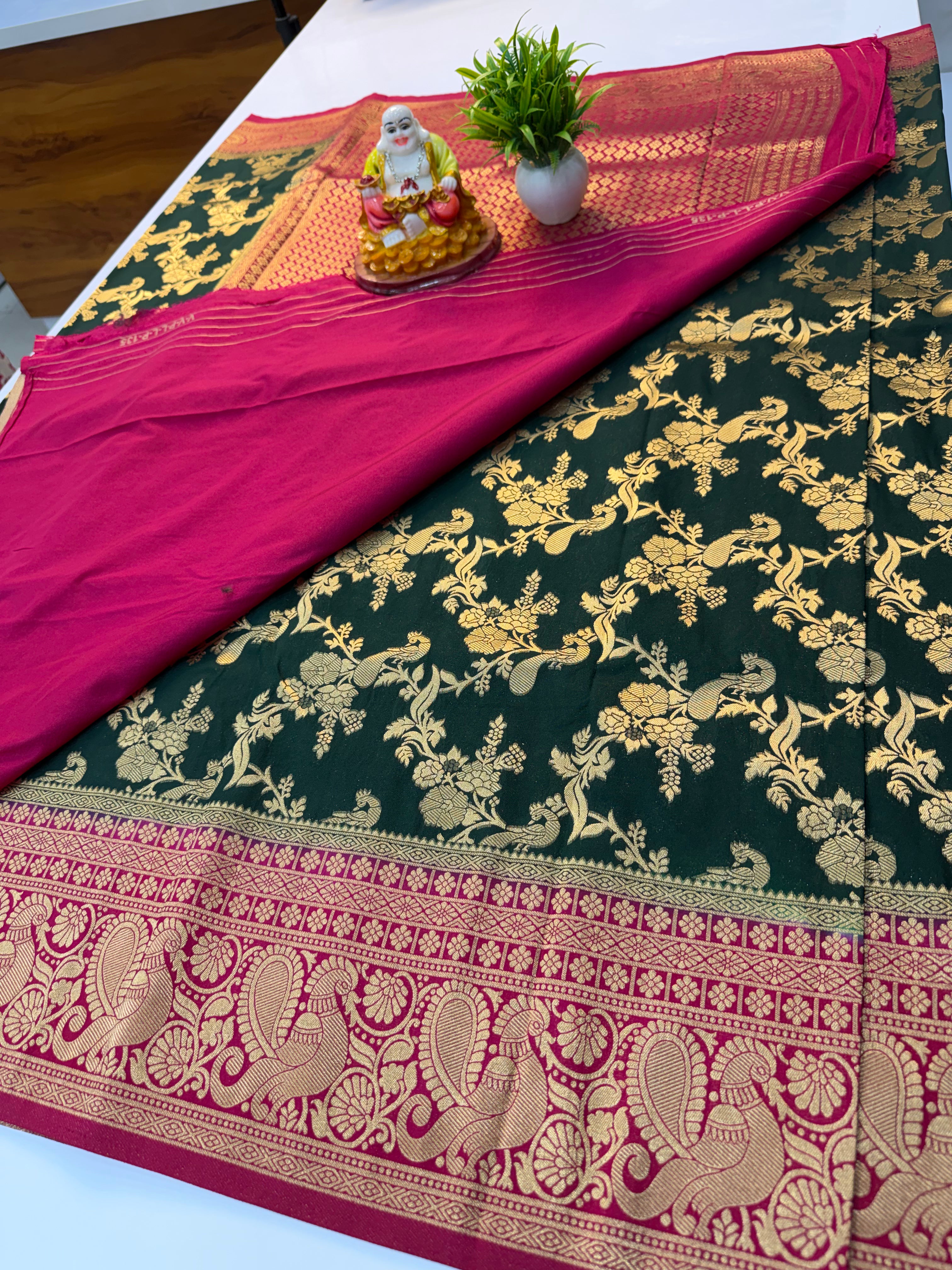Premium Georgette Saree with Peacock Pattern &amp; Rich Pallu | Padmavathi Silks and Sarees