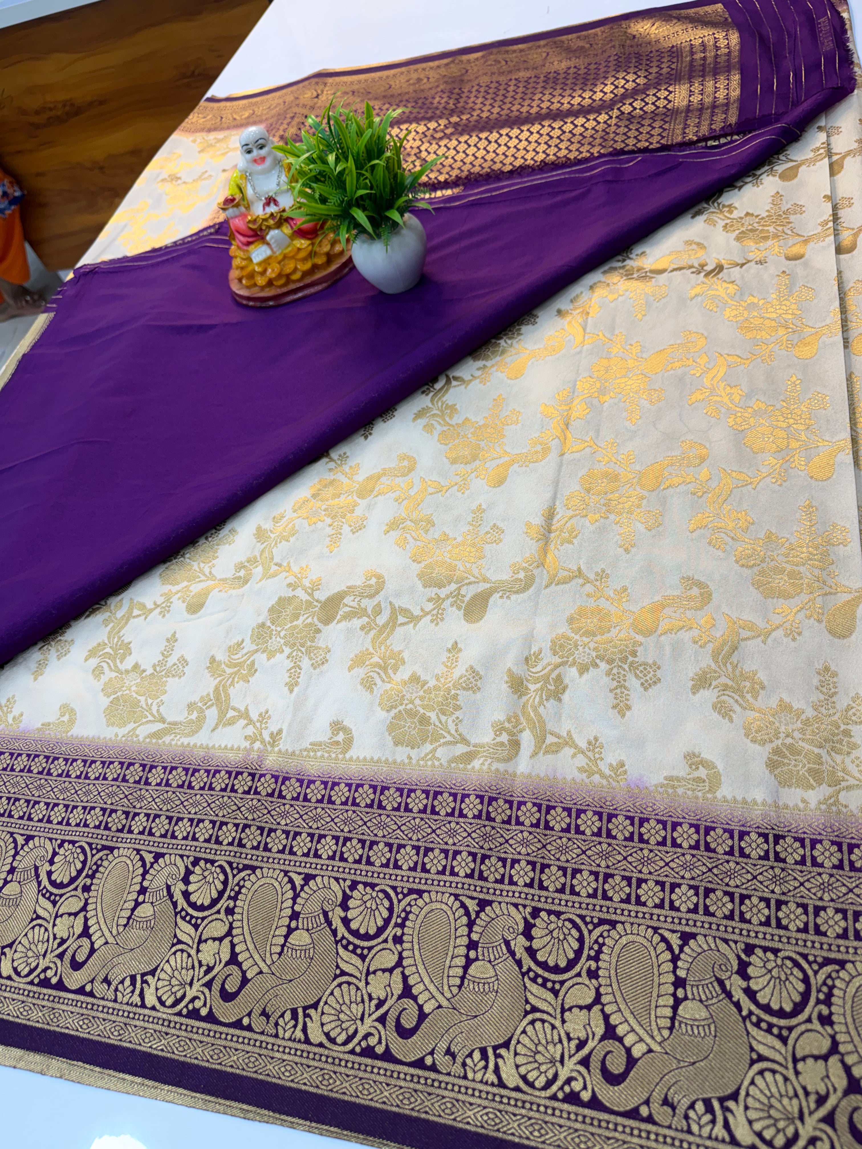 Premium Georgette Saree with Peacock Pattern &amp; Rich Pallu | Padmavathi Silks and Sarees