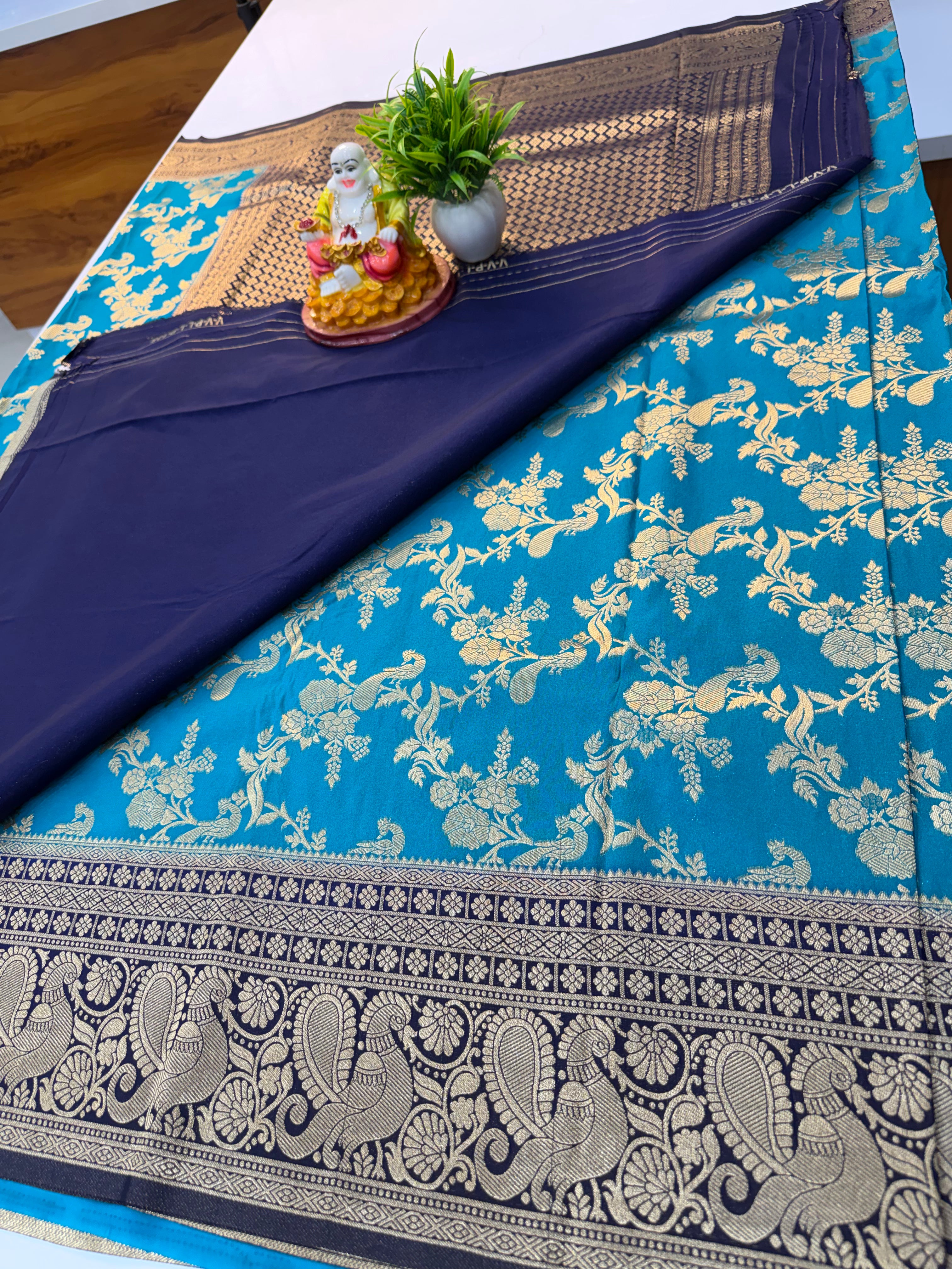 Premium Georgette Saree with Peacock Pattern &amp; Rich Pallu | Padmavathi Silks and Sarees