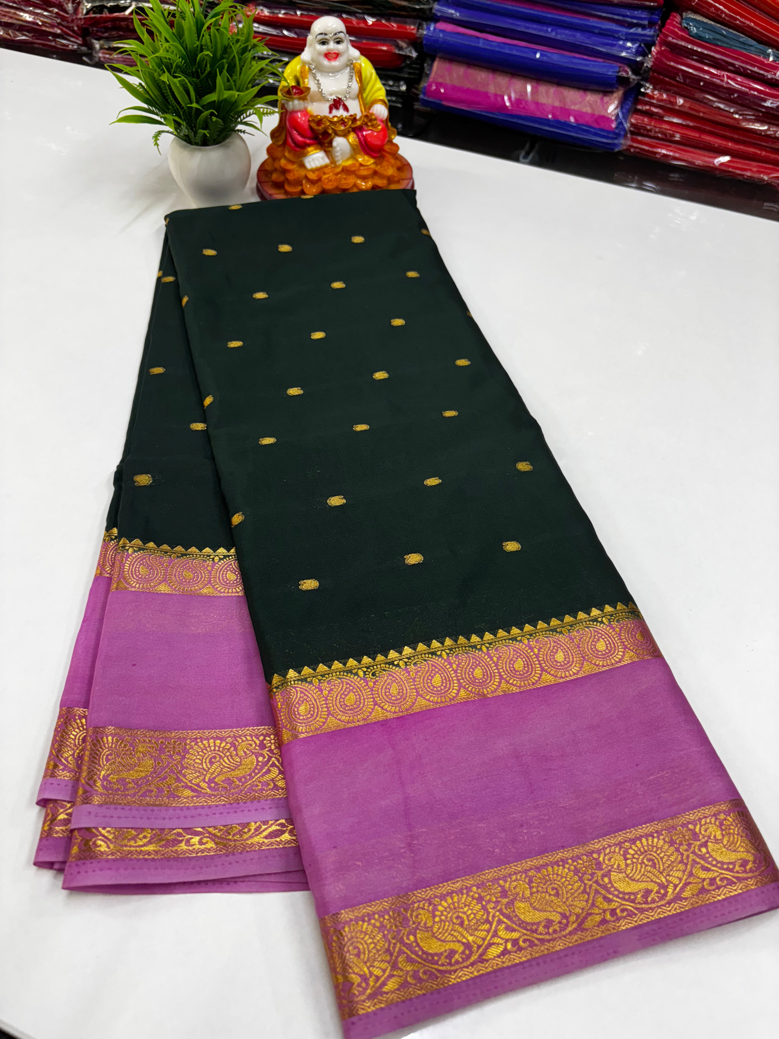 Mysore Silk Saree with Beautiful Buttas &amp; Rich Pallu ✨