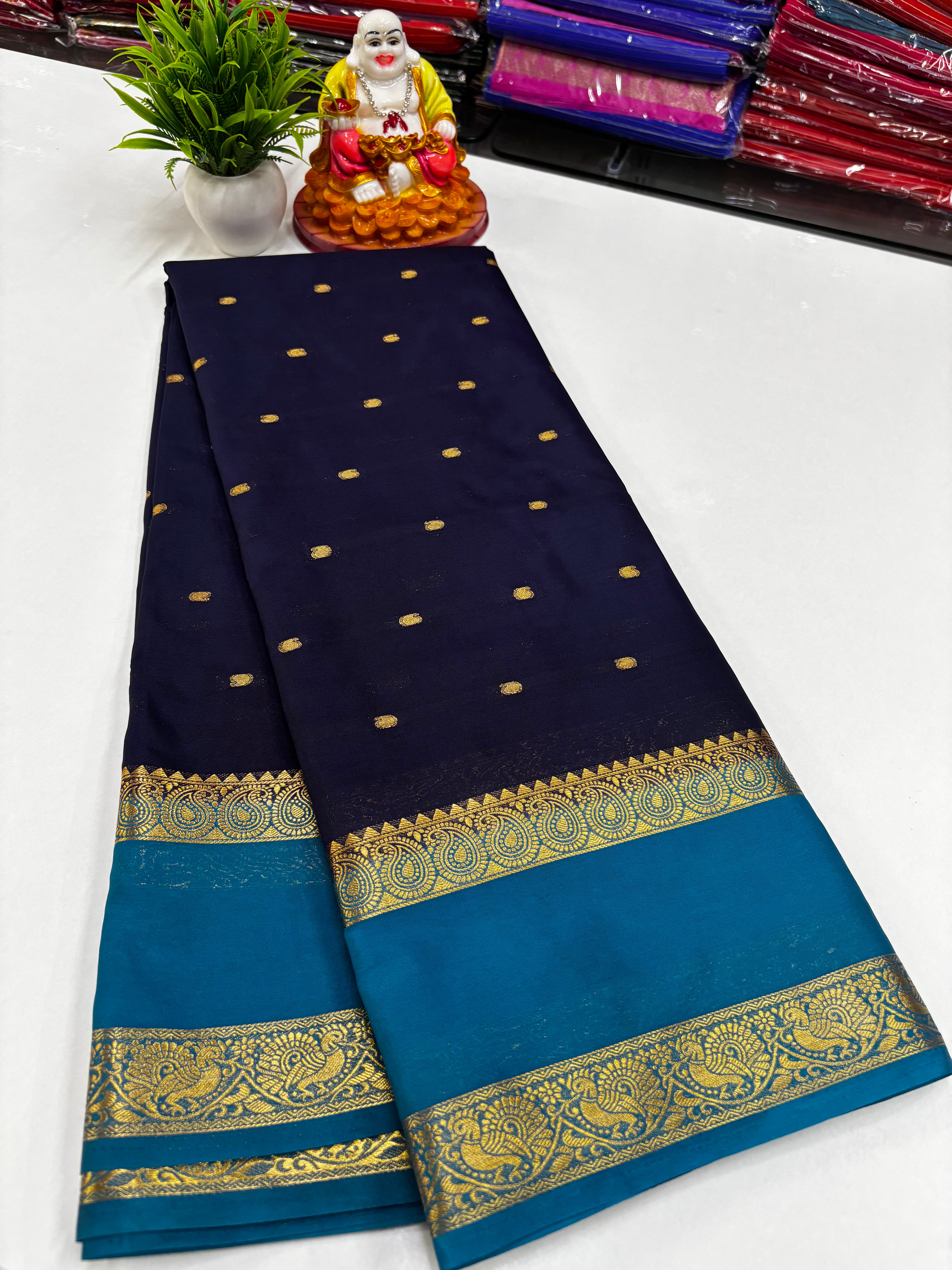 Mysore Silk Saree with Beautiful Buttas &amp; Rich Pallu ✨