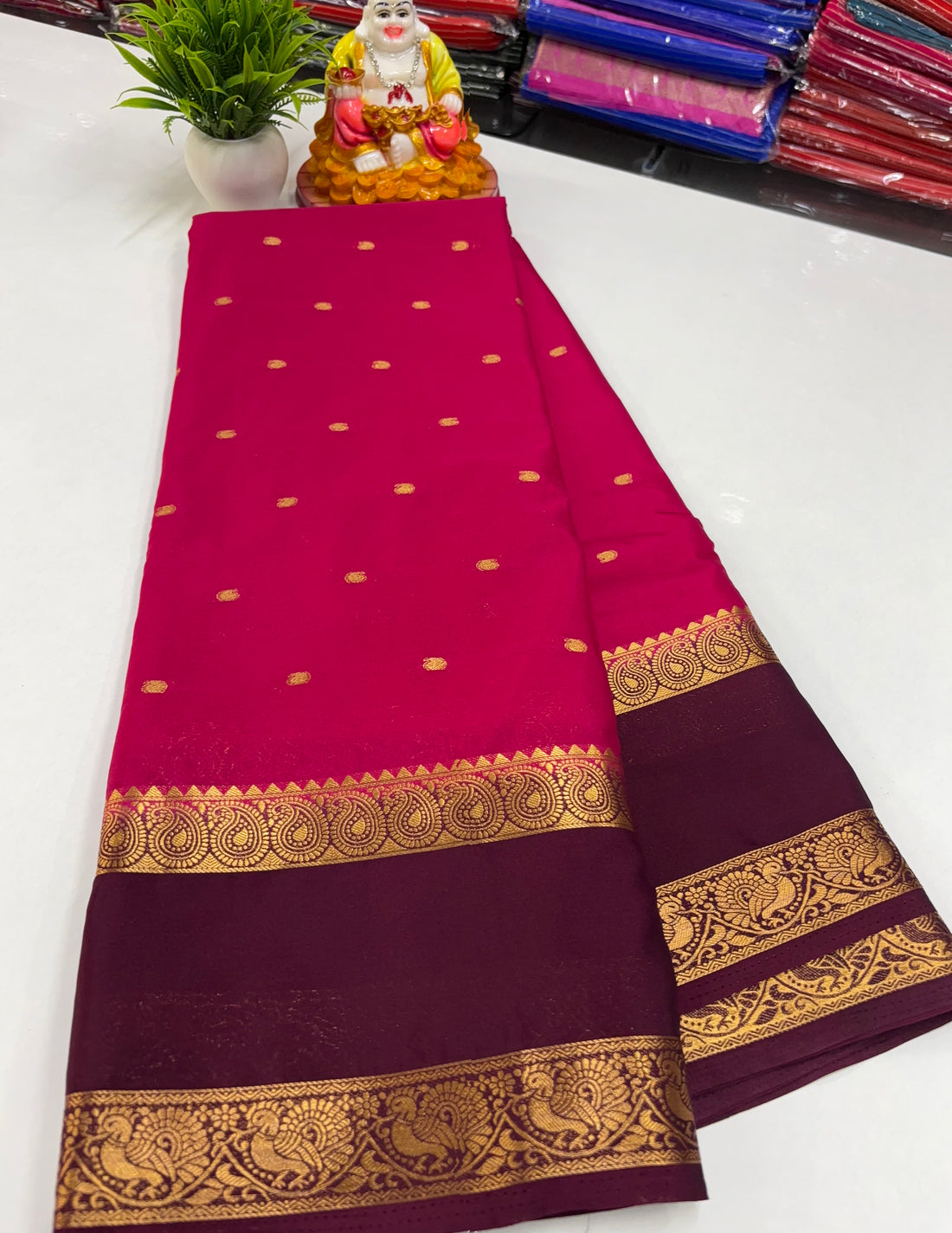 Mysore Silk Saree with Beautiful Buttas &amp; Rich Pallu ✨