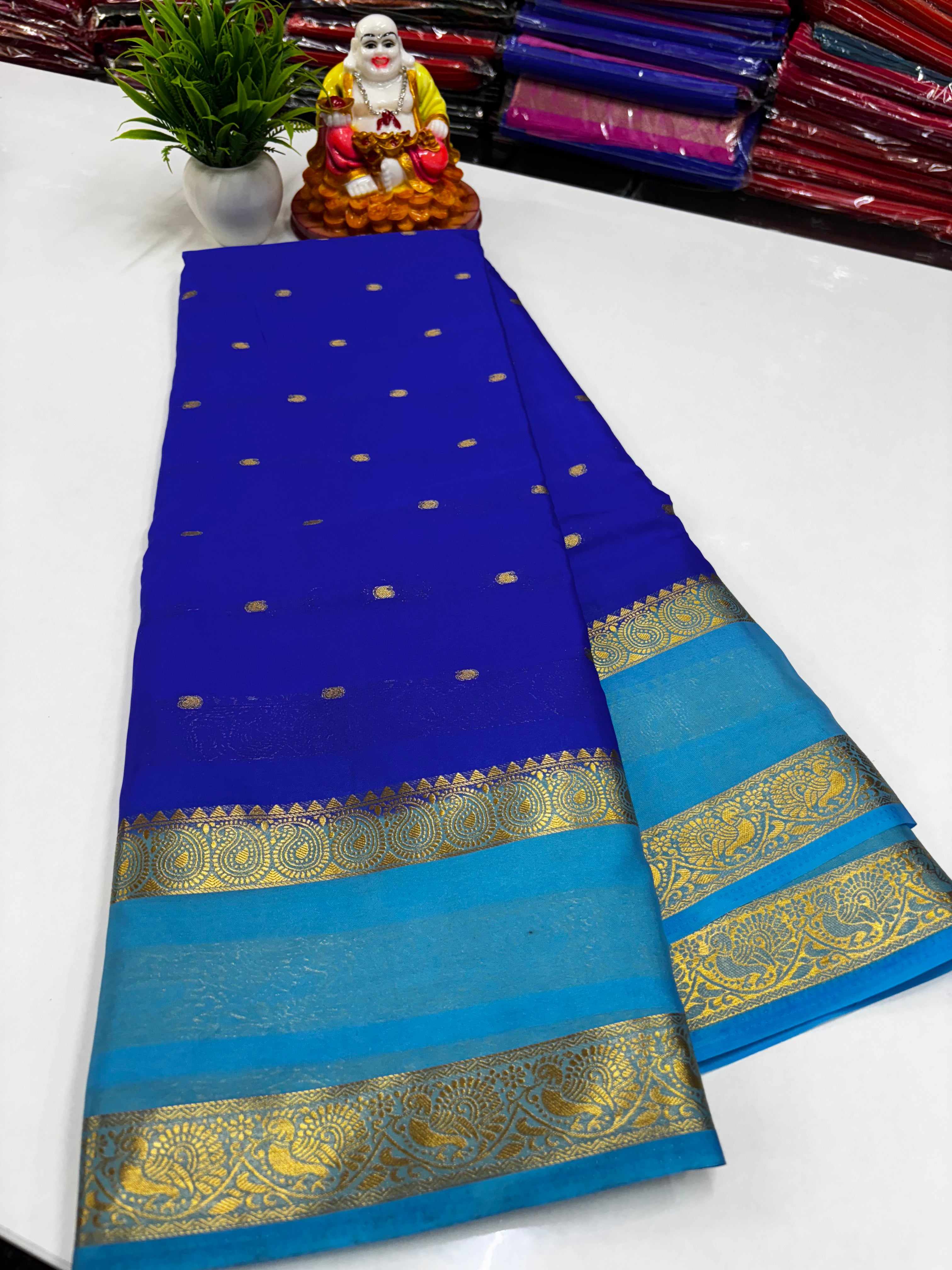 Mysore Silk Saree with Beautiful Buttas &amp; Rich Pallu ✨