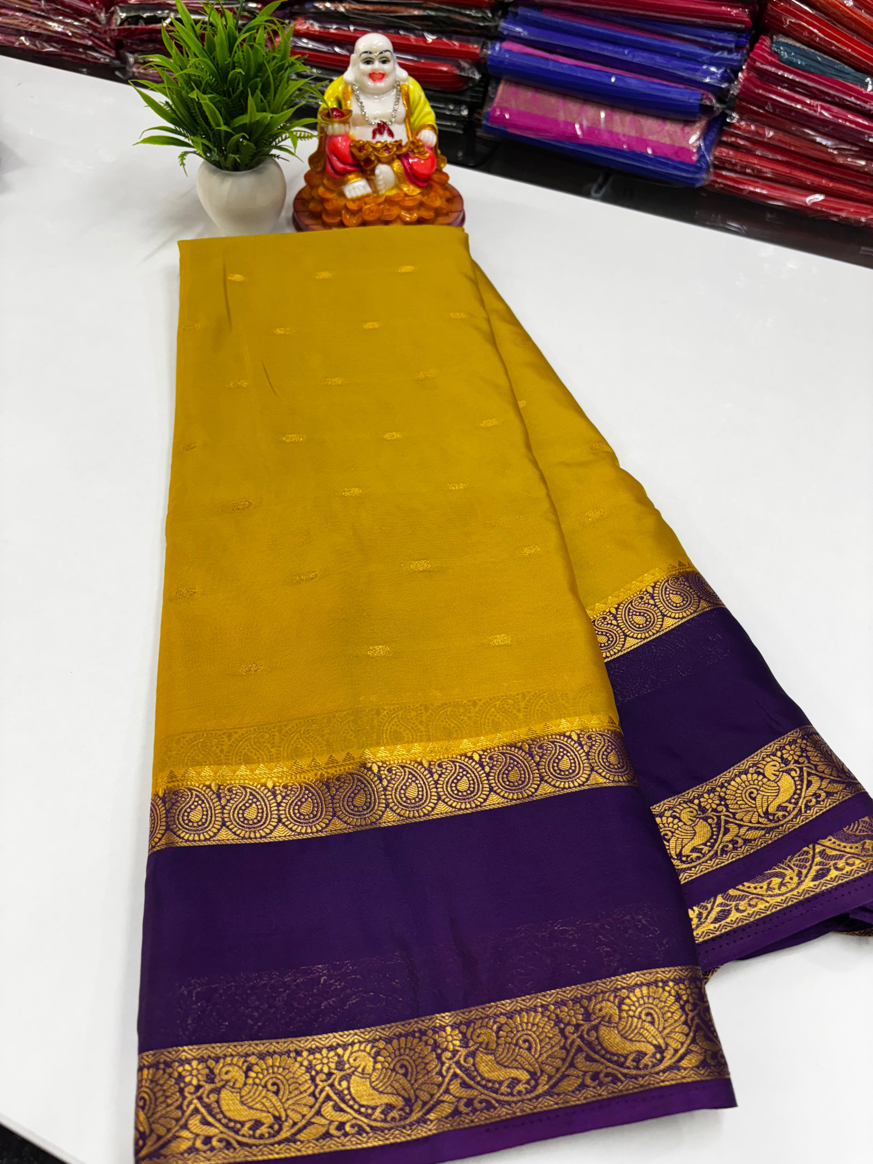 Mysore Silk Saree with Beautiful Buttas &amp; Rich Pallu ✨