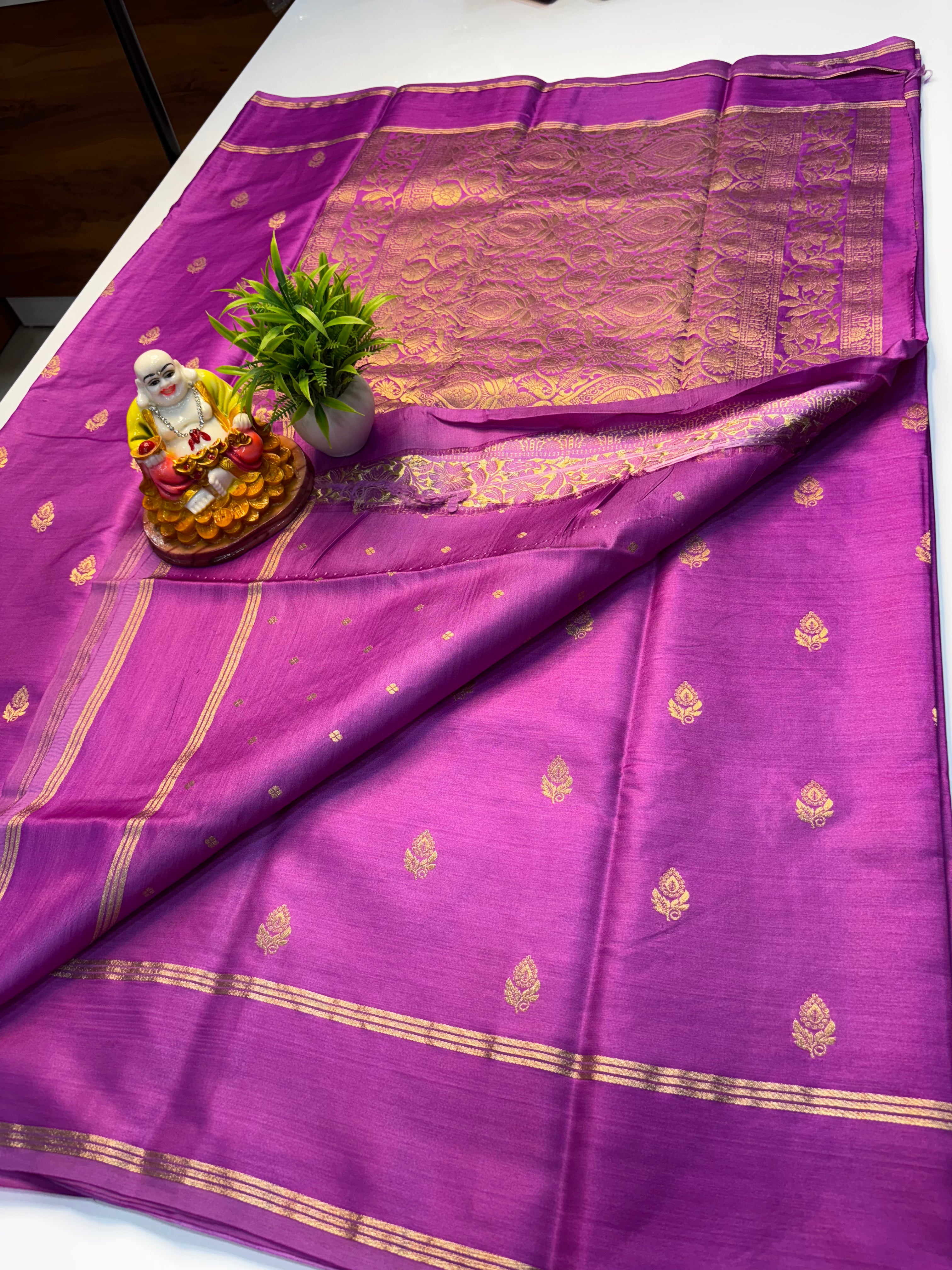 premium gajji silk saree with rich pallu and butta blouse