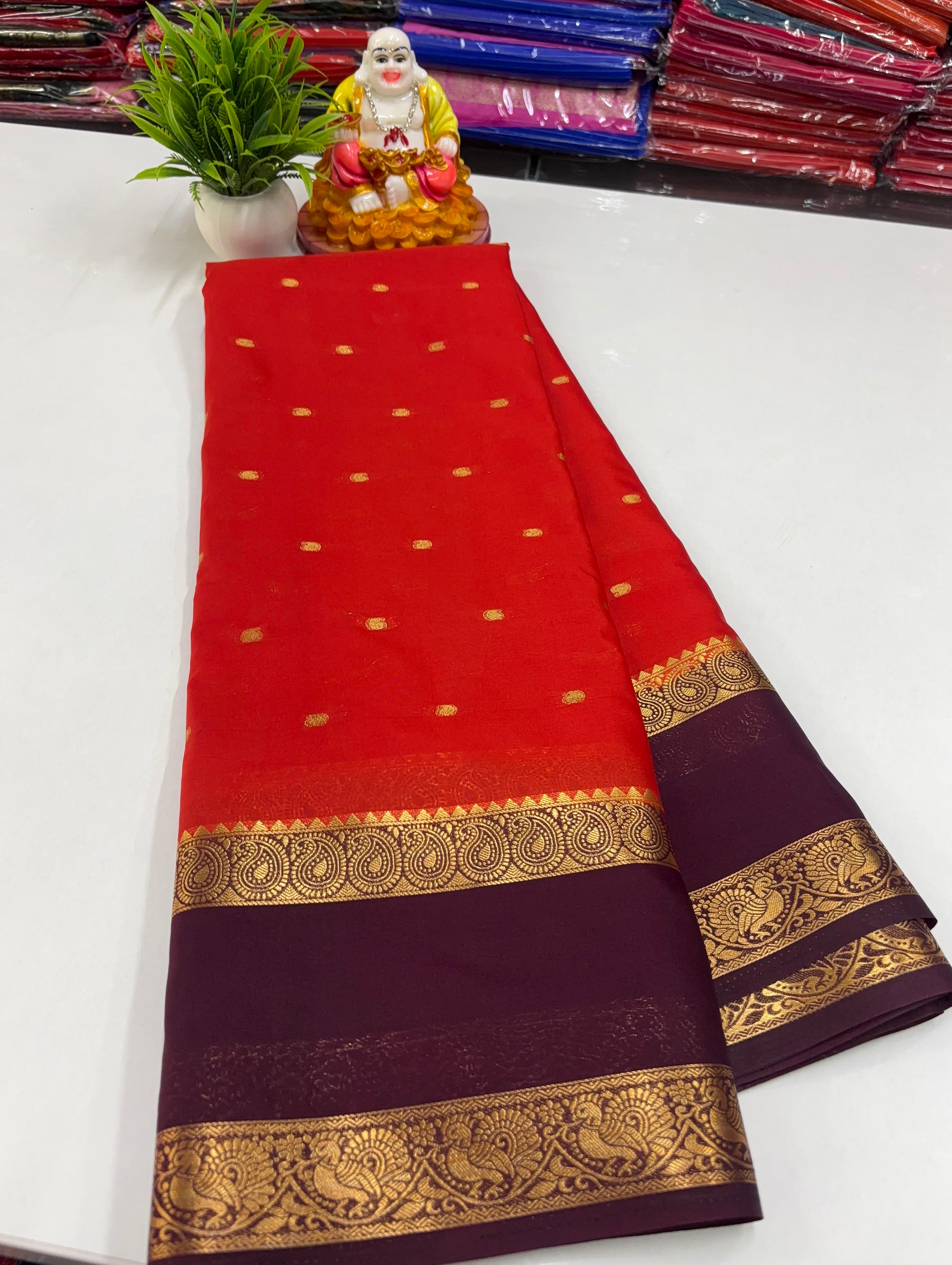 Mysore Silk Saree with Beautiful Buttas &amp; Rich Pallu ✨