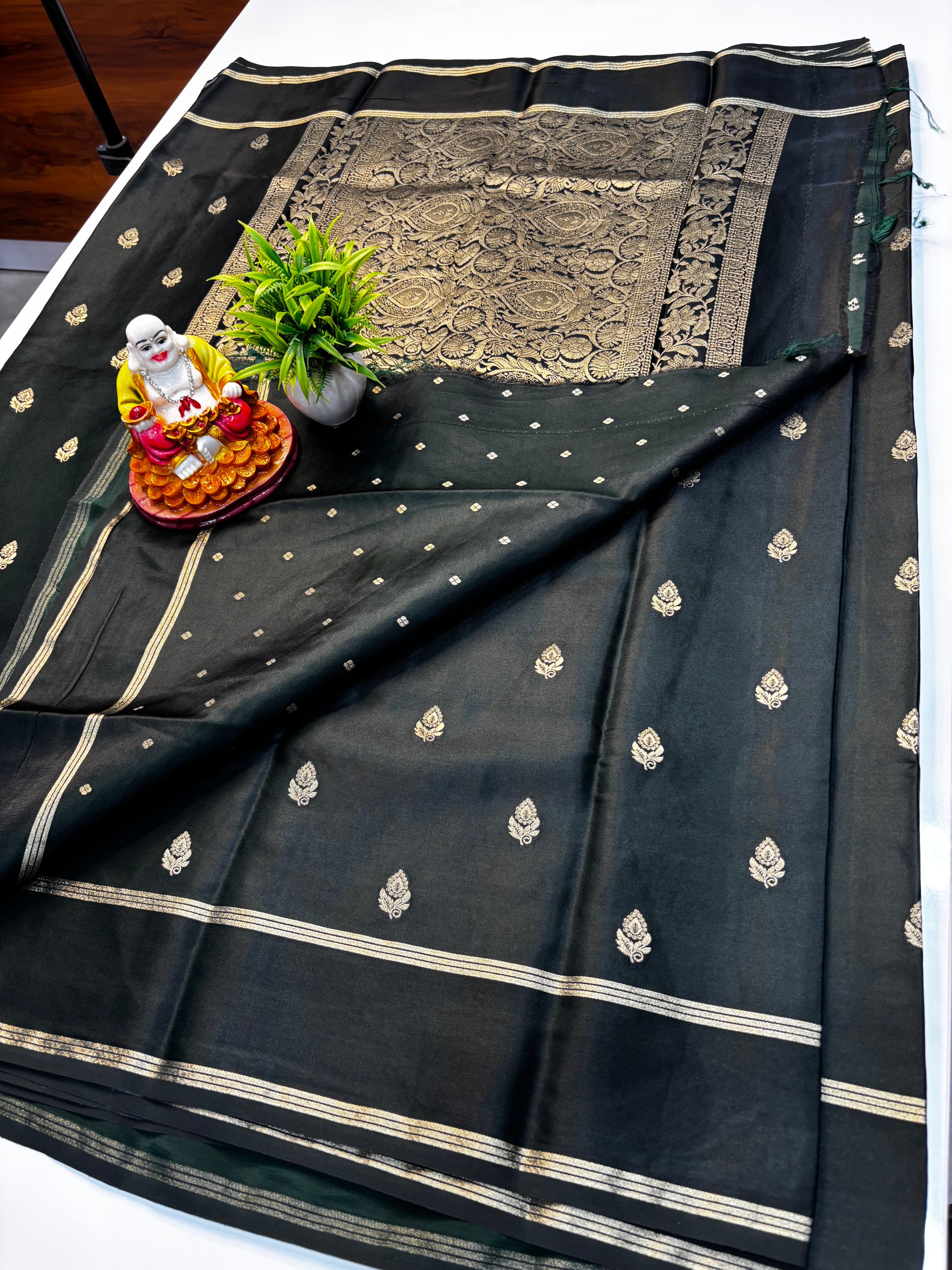 premium gajji silk saree with rich pallu and butta blouse