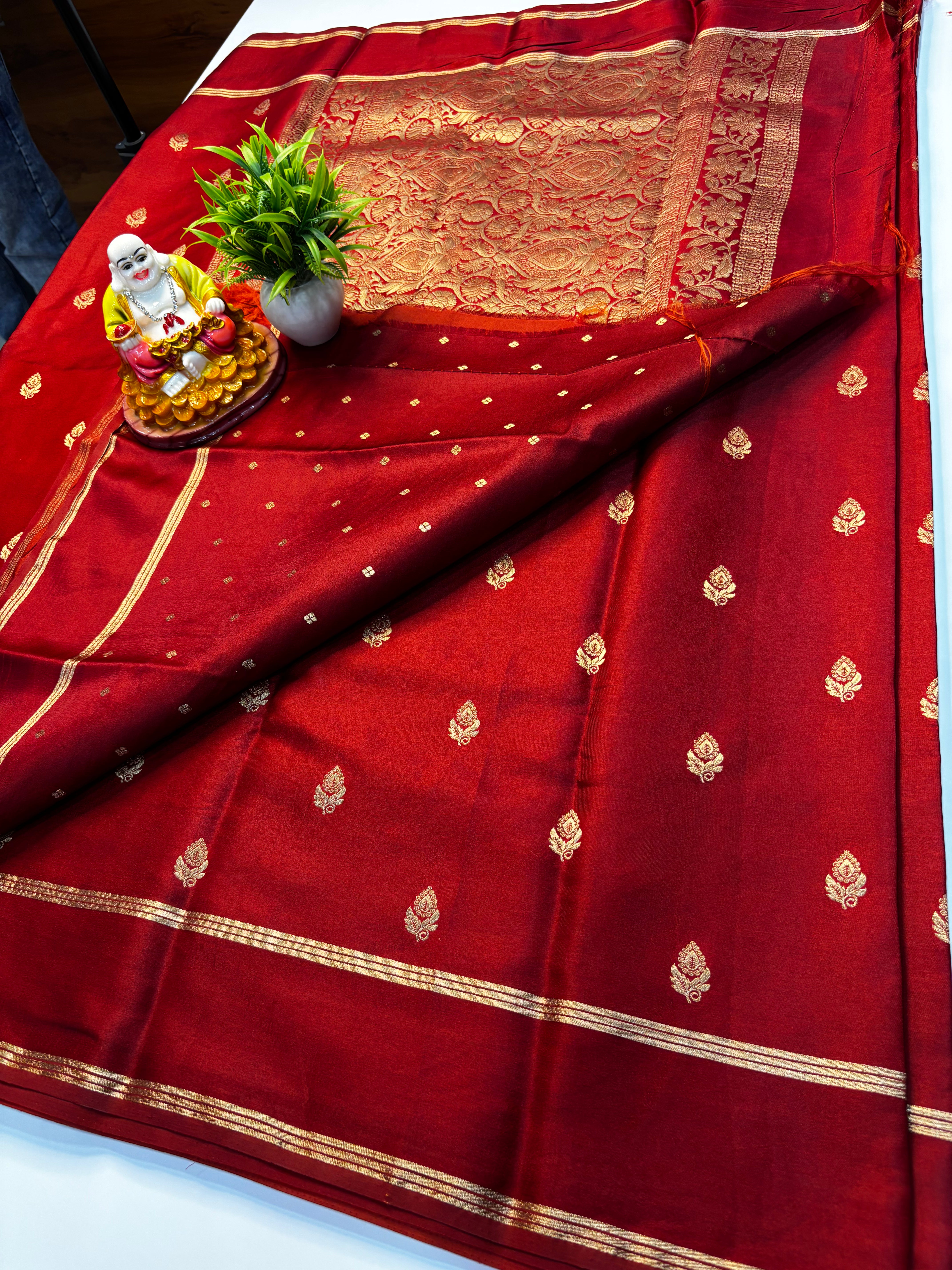 premium gajji silk saree with rich pallu and butta blouse