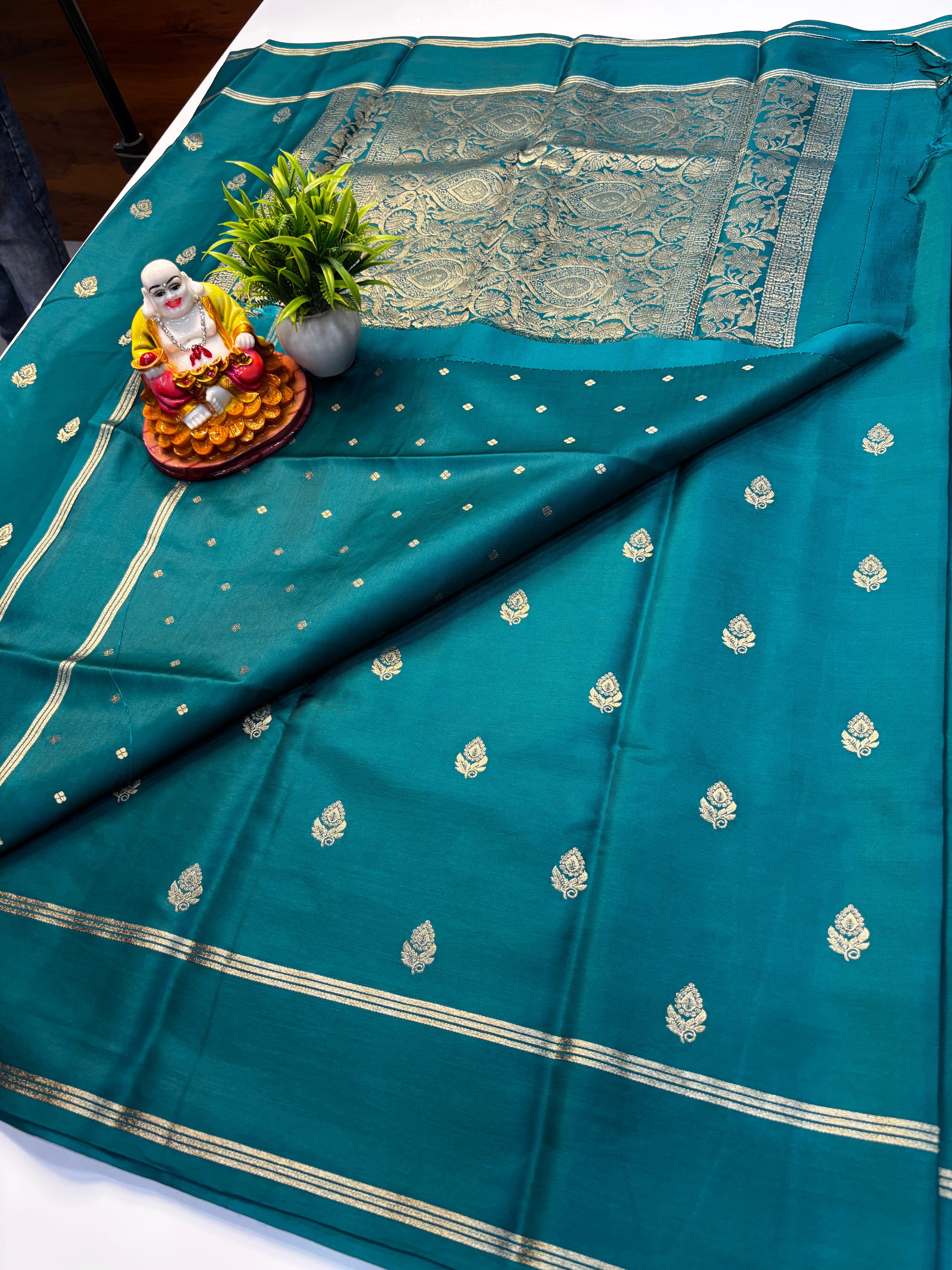 premium gajji silk saree with rich pallu and butta blouse