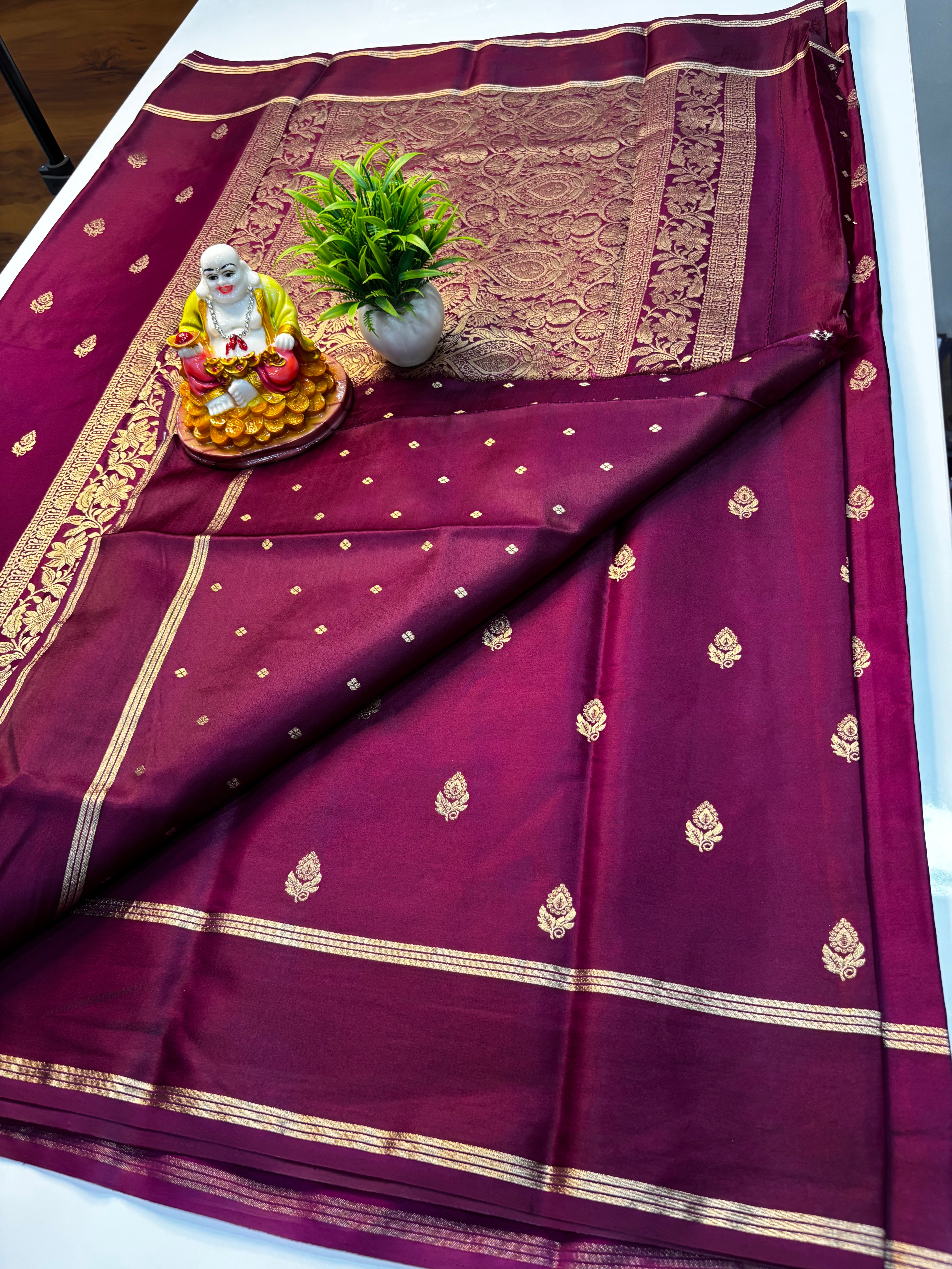 premium gajji silk saree with rich pallu and butta blouse