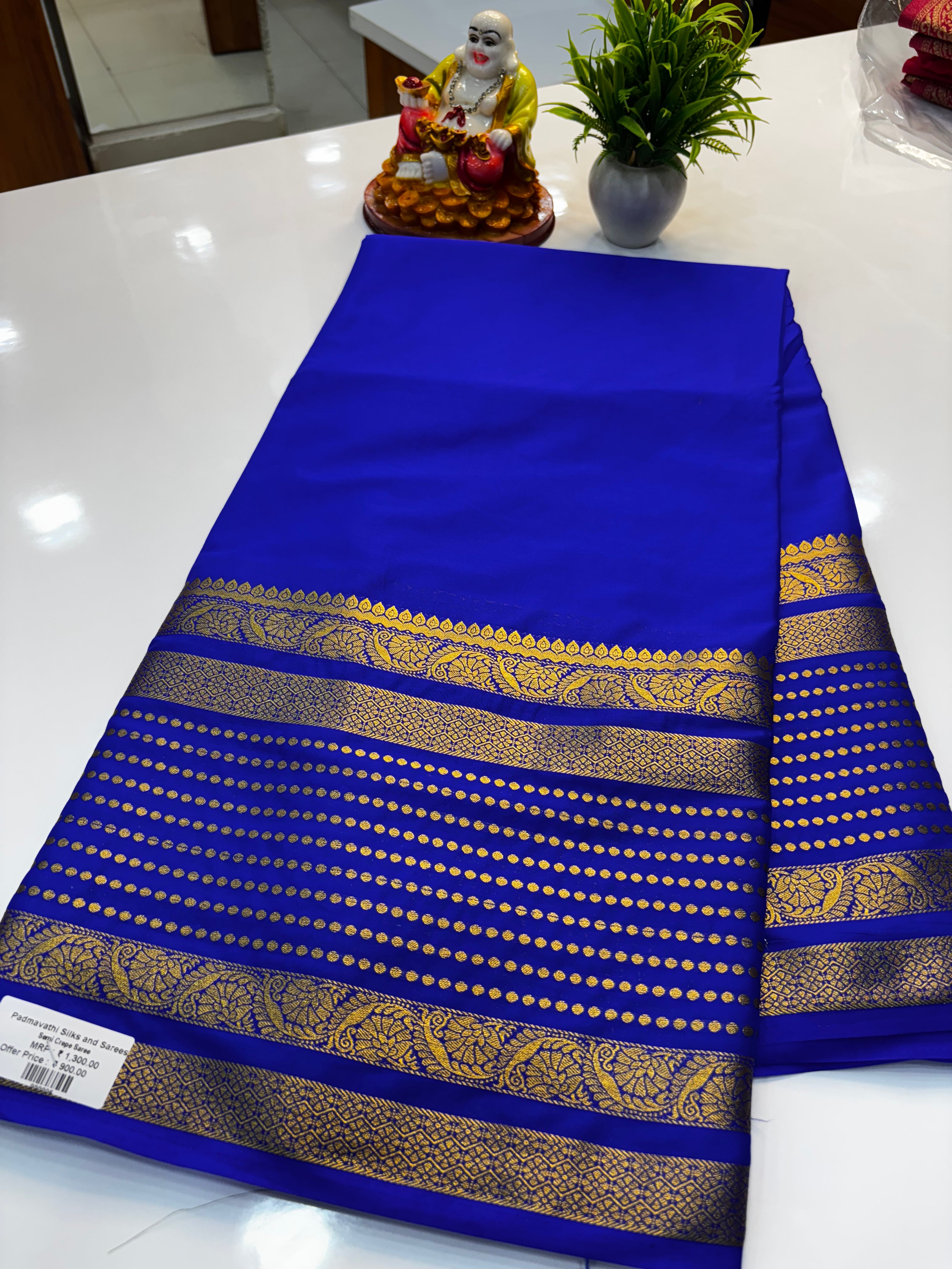 Premium Mysore Crepe Silk Saree with Bindhi Border