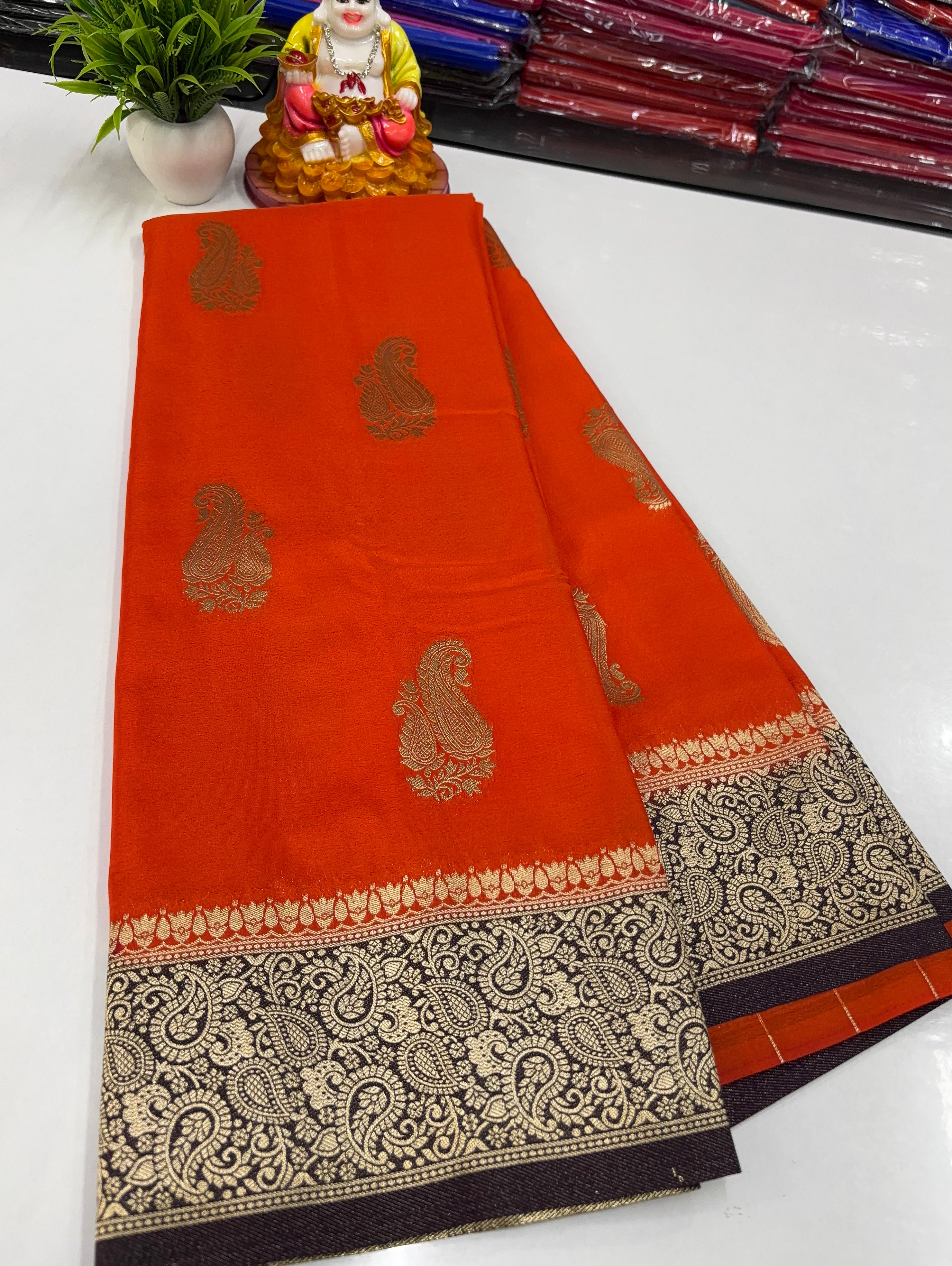 Premium Georgette Saree with Beautiful Mango Design & Rich Pallu