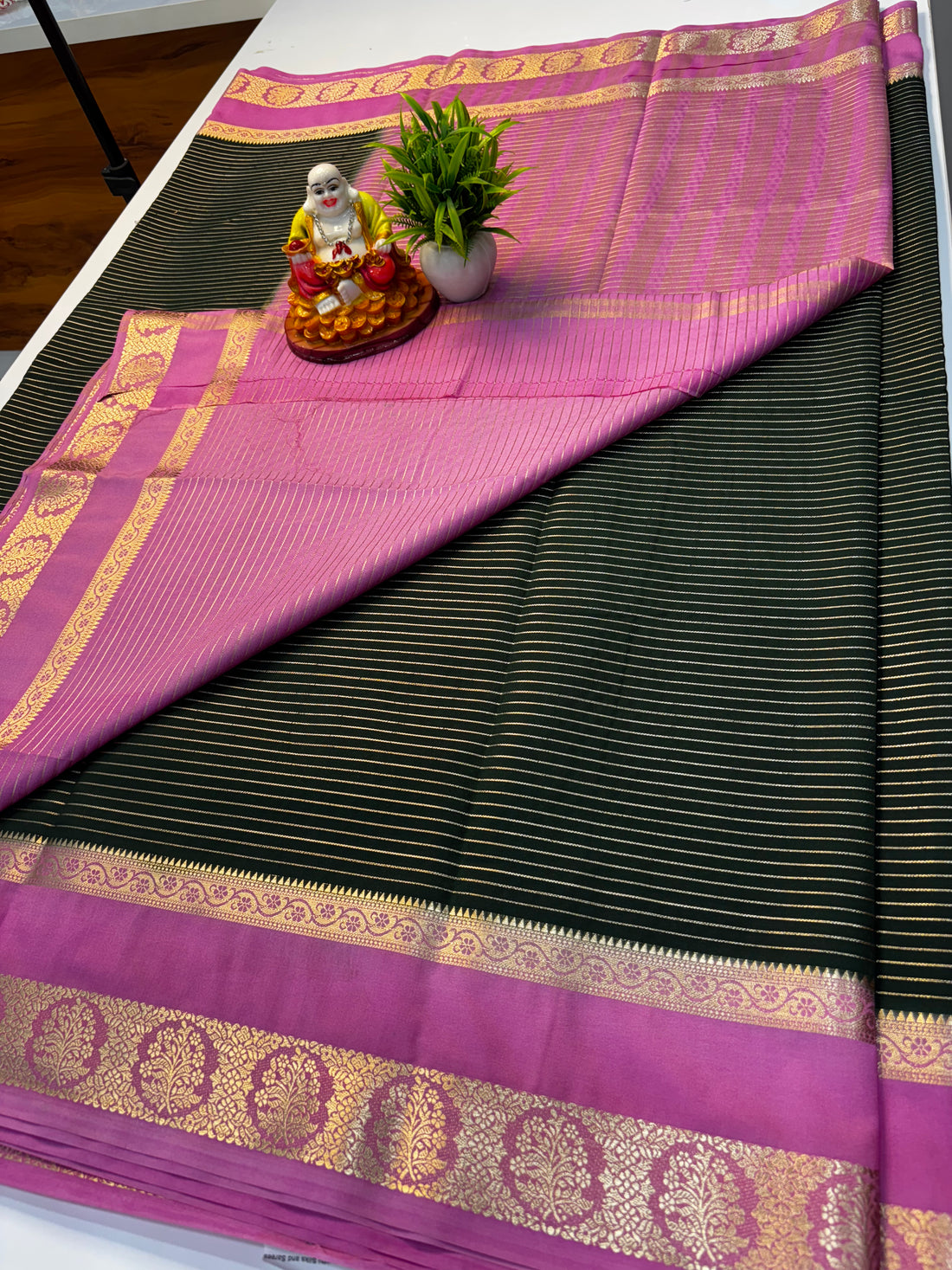 Premium Mysore Crepe Silk Saree with Rich Pallu & Bentex Border