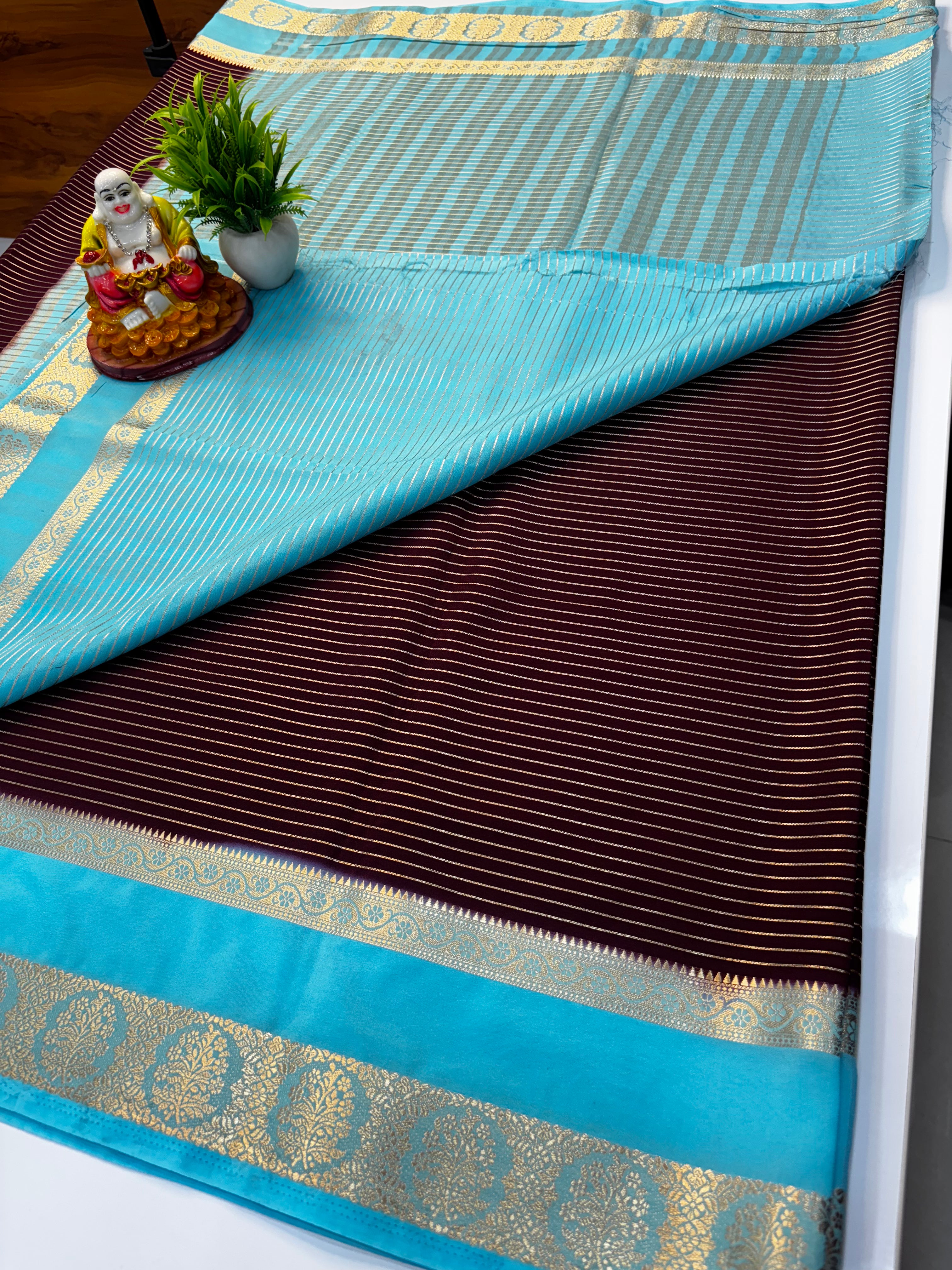 Premium Mysore Crepe Silk Saree with Rich Pallu & Bentex Border