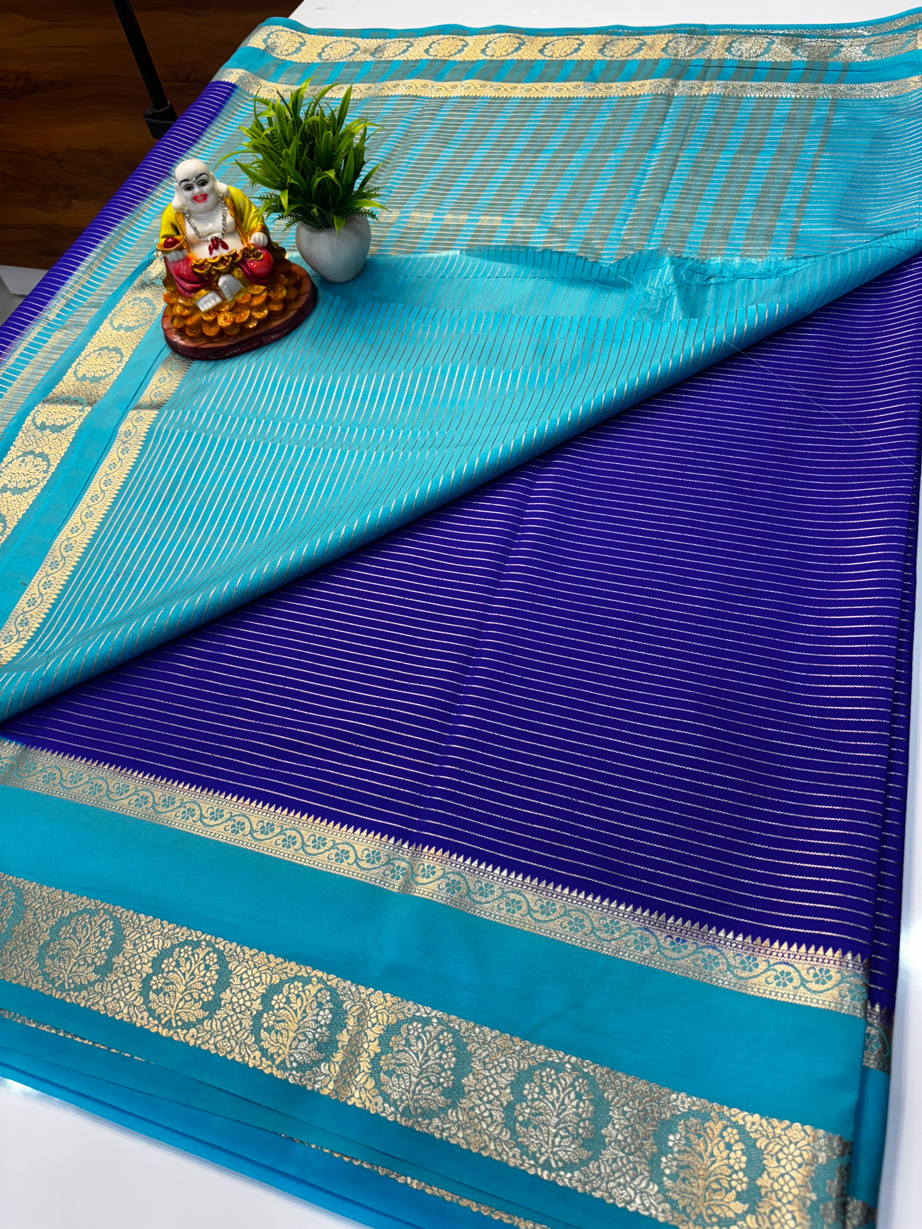 Premium Mysore Crepe Silk Saree with Rich Pallu & Bentex Border