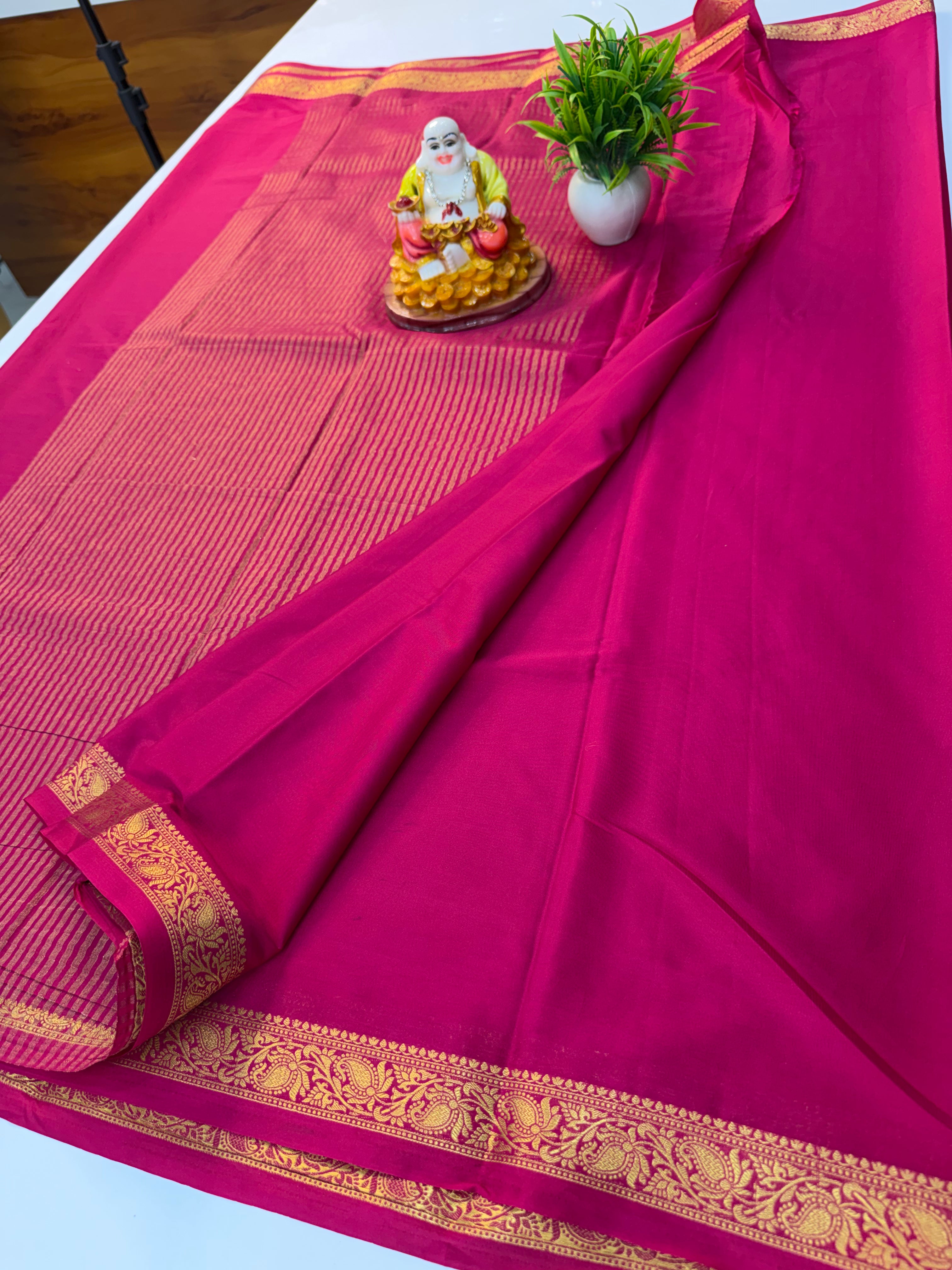 Mysore Crepe Silk Saree with Elegant Small Border | Lightweight Traditional Saree | Padmavathi Silks and Sarees…