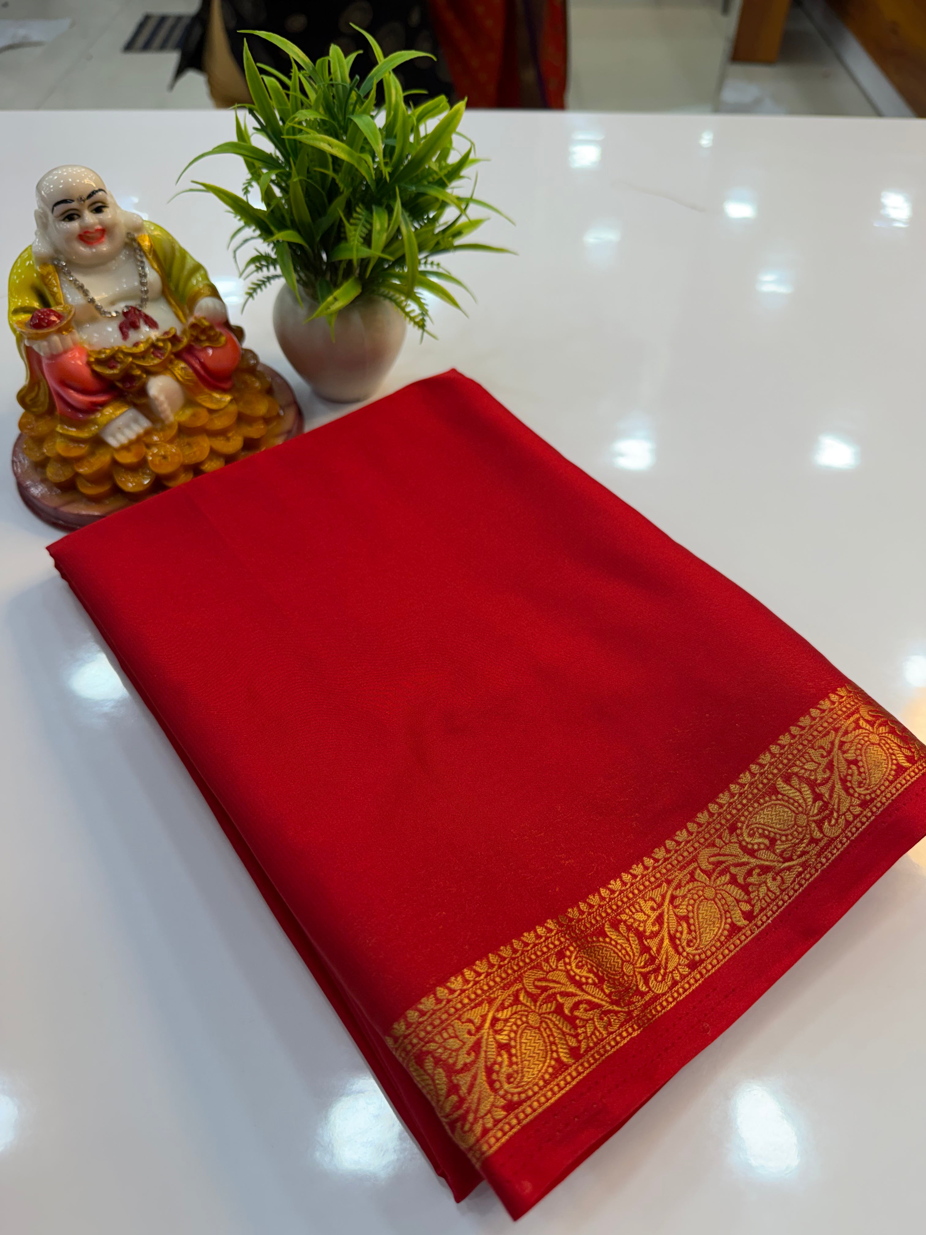 Mysore Crepe Silk Saree with Elegant Small Border | Lightweight Traditional Saree | Padmavathi Silks and Sarees…