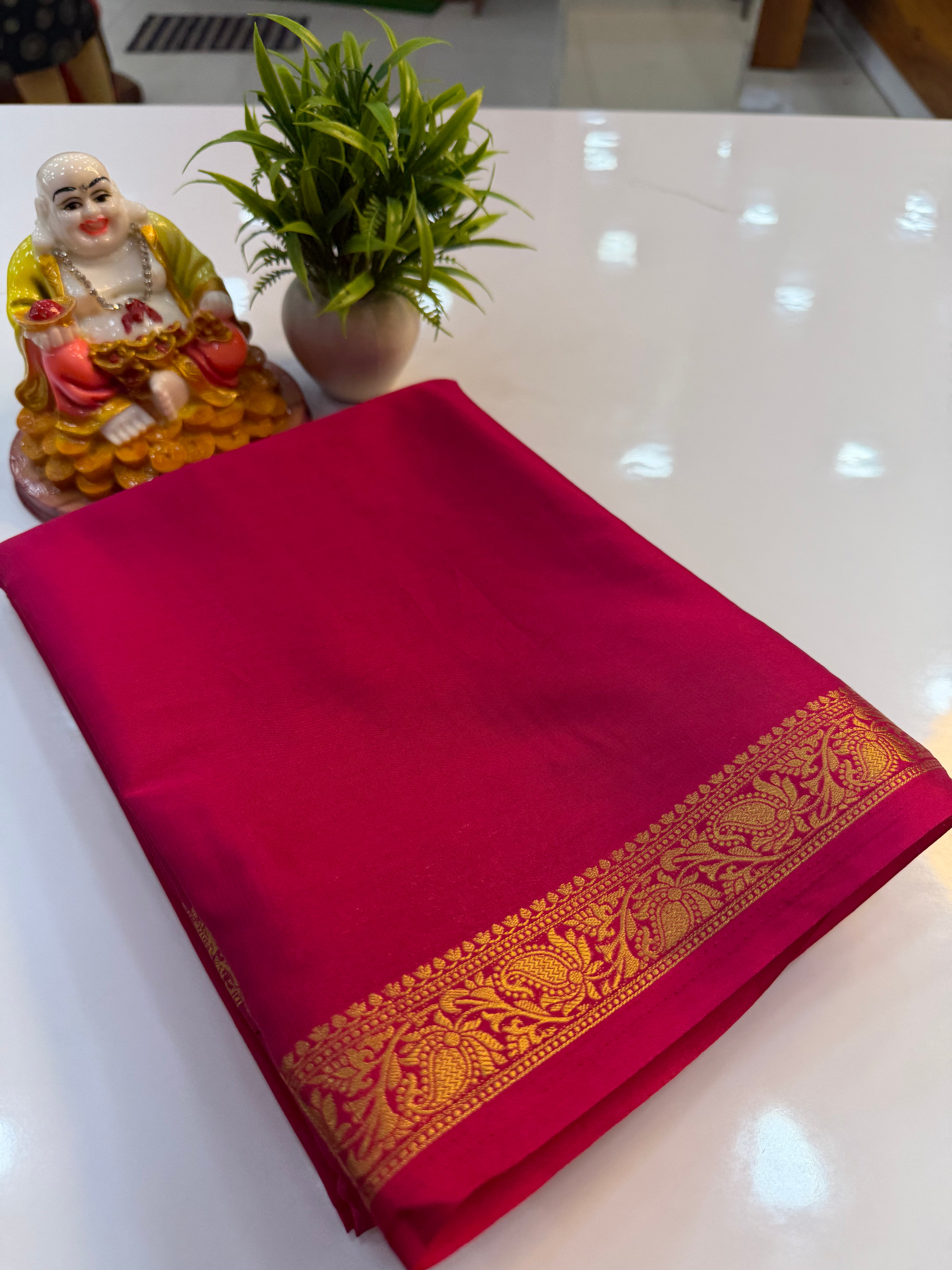 Mysore Crepe Silk Saree with Elegant Small Border | Lightweight Traditional Saree | Padmavathi Silks and Sarees…