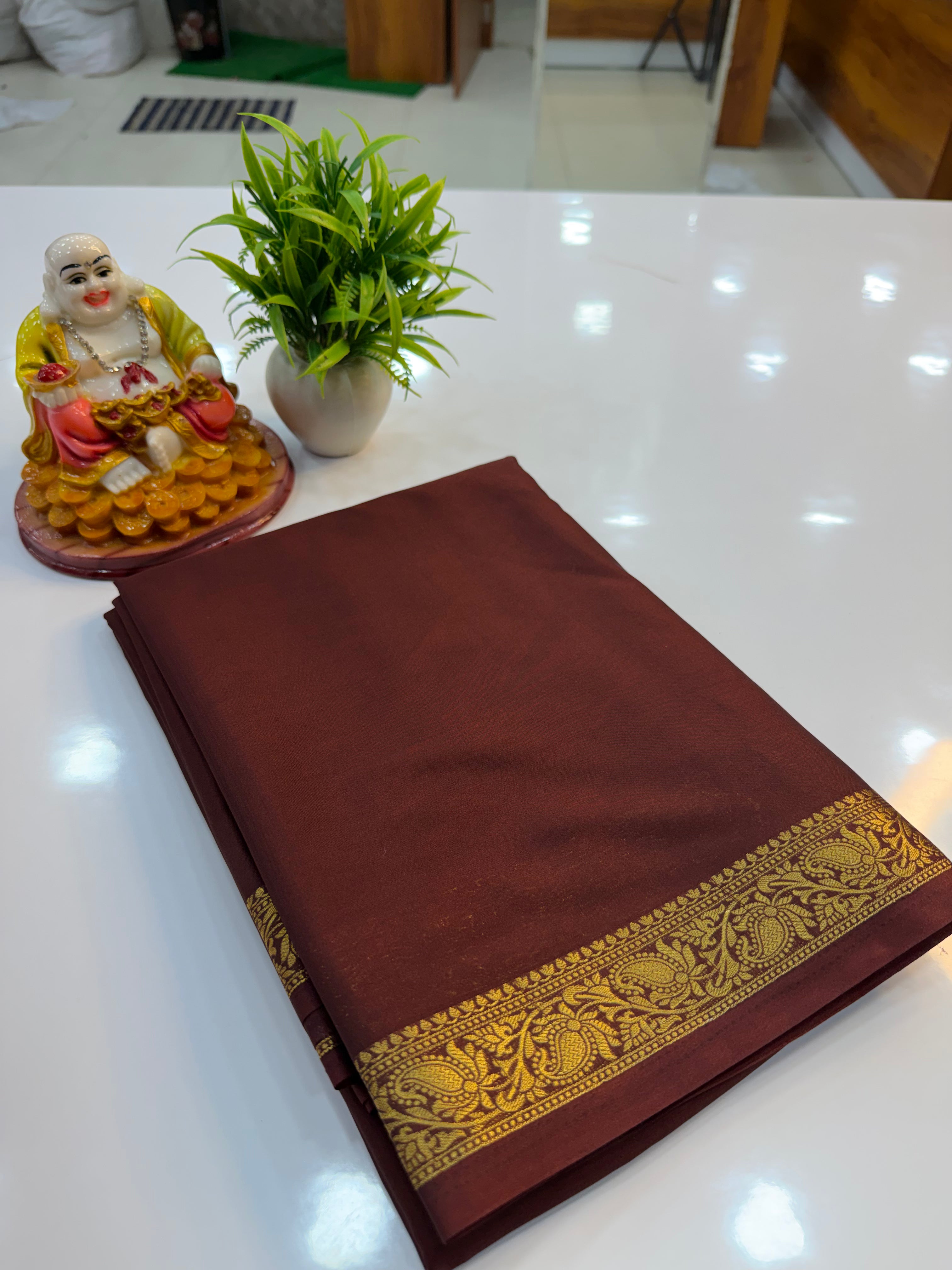 Mysore Crepe Silk Saree with Elegant Small Border | Lightweight Traditional Saree | Padmavathi Silks and Sarees…