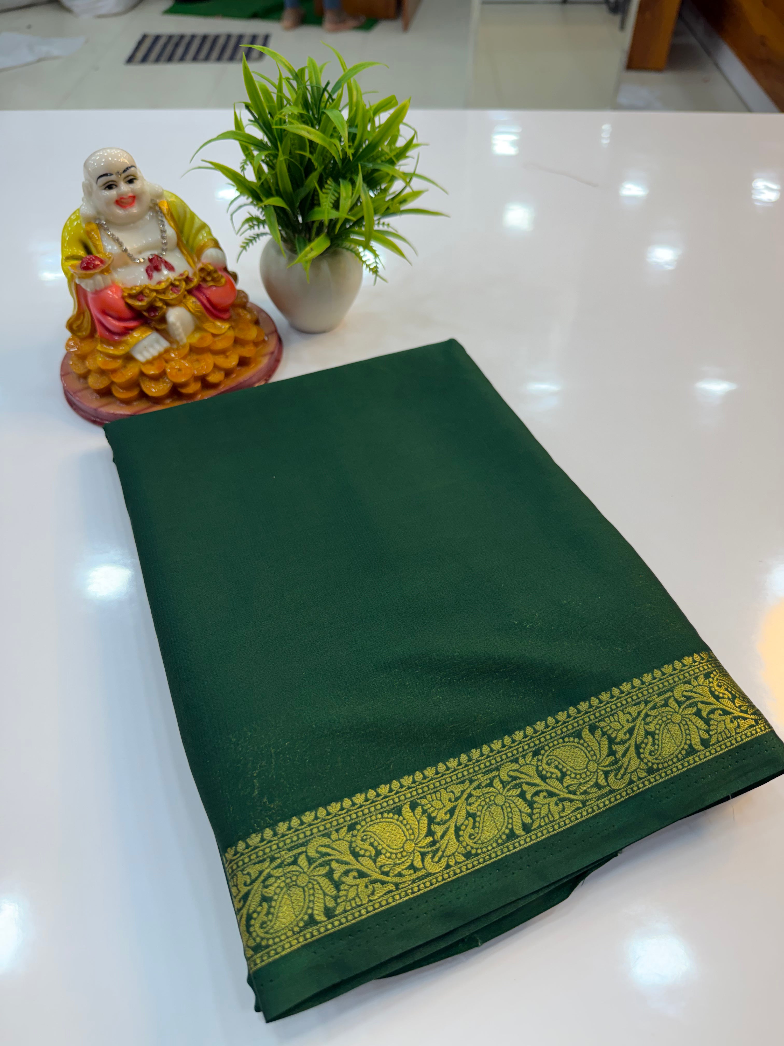 Mysore Crepe Silk Saree with Elegant Small Border | Lightweight Traditional Saree | Padmavathi Silks and Sarees…