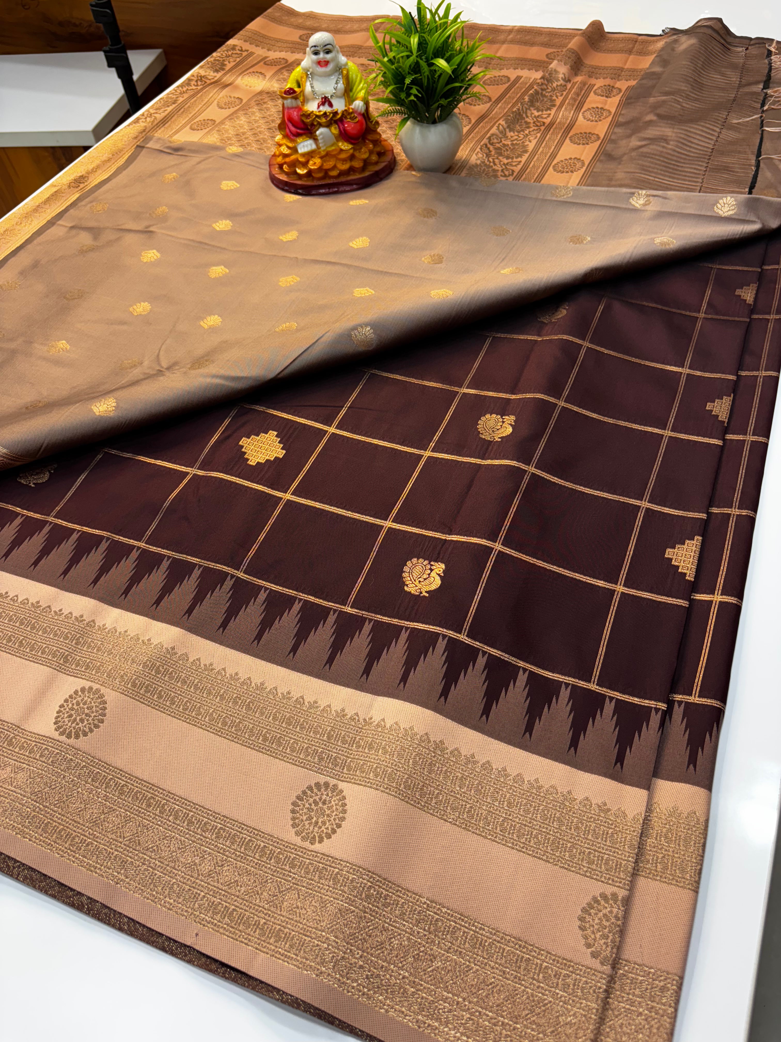 Premium Silk Saree with Rich Pallu & Peacock Buttas