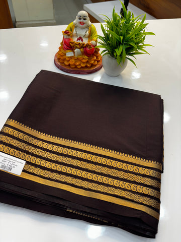 Premium Mysore Crepe Silk Saree with Mango Border | Padmavathi Silks and Sarees