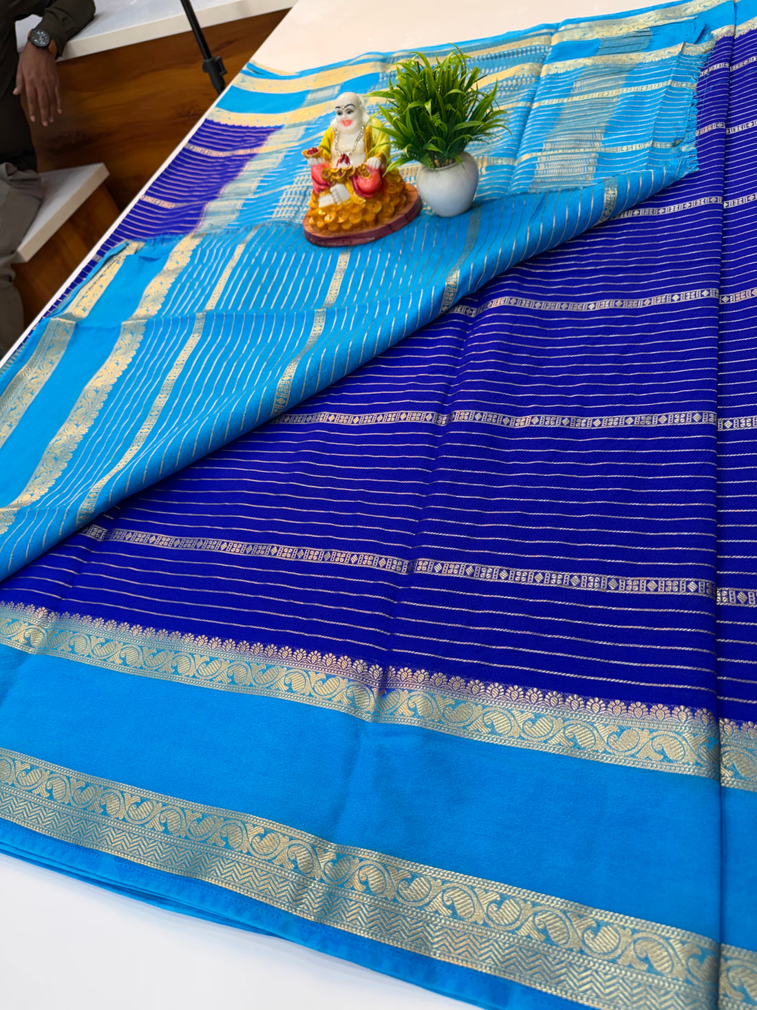 Mysore Crepe Silk Saree with contrast border and pallu…