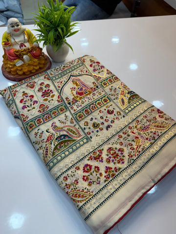 Premium Georgette Saree with Kalamkari Design & Butta Blouse | Padmavathi Silks and Sarees