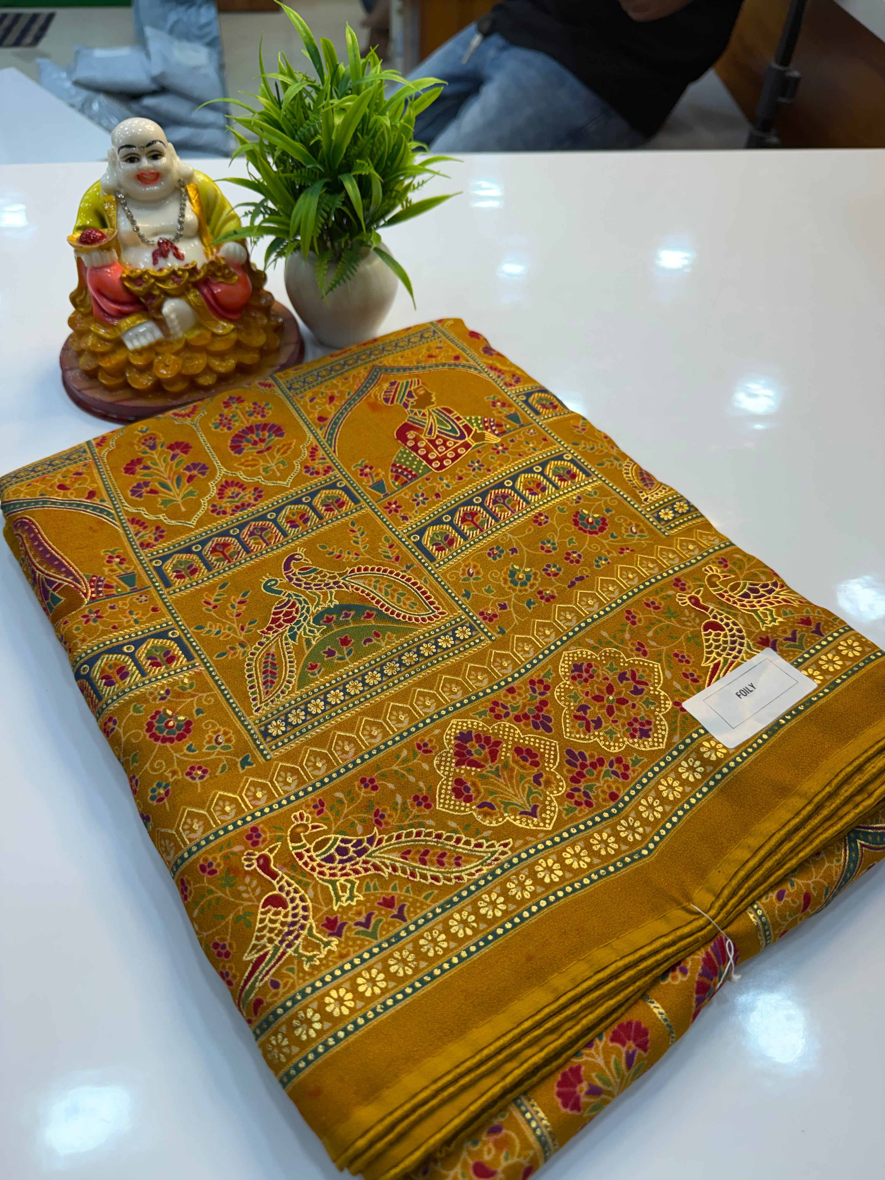 Premium Georgette Saree with Kalamkari Design & Butta Blouse | Padmavathi Silks and Sarees