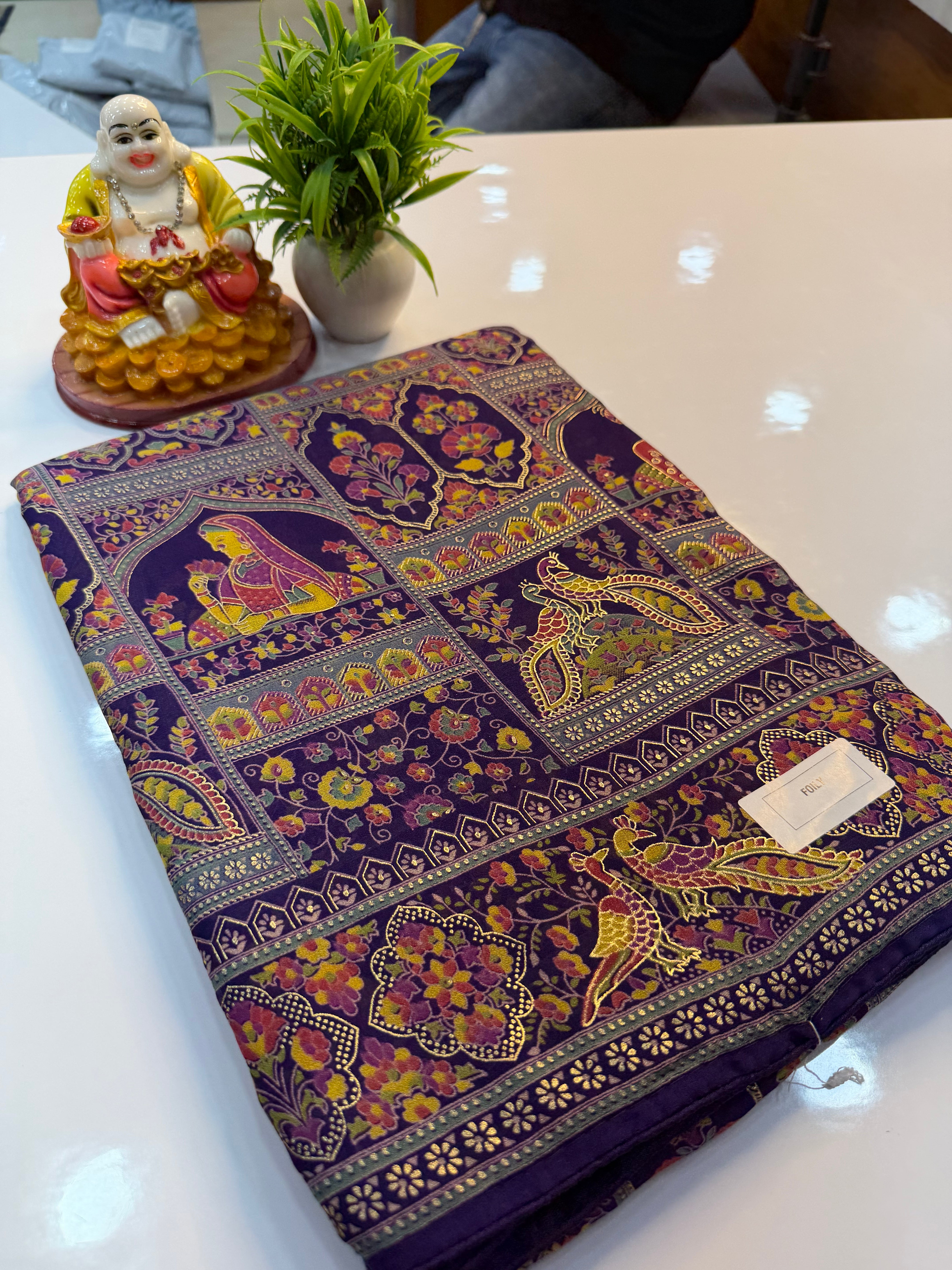 Premium Georgette Saree with Kalamkari Design & Butta Blouse | Padmavathi Silks and Sarees