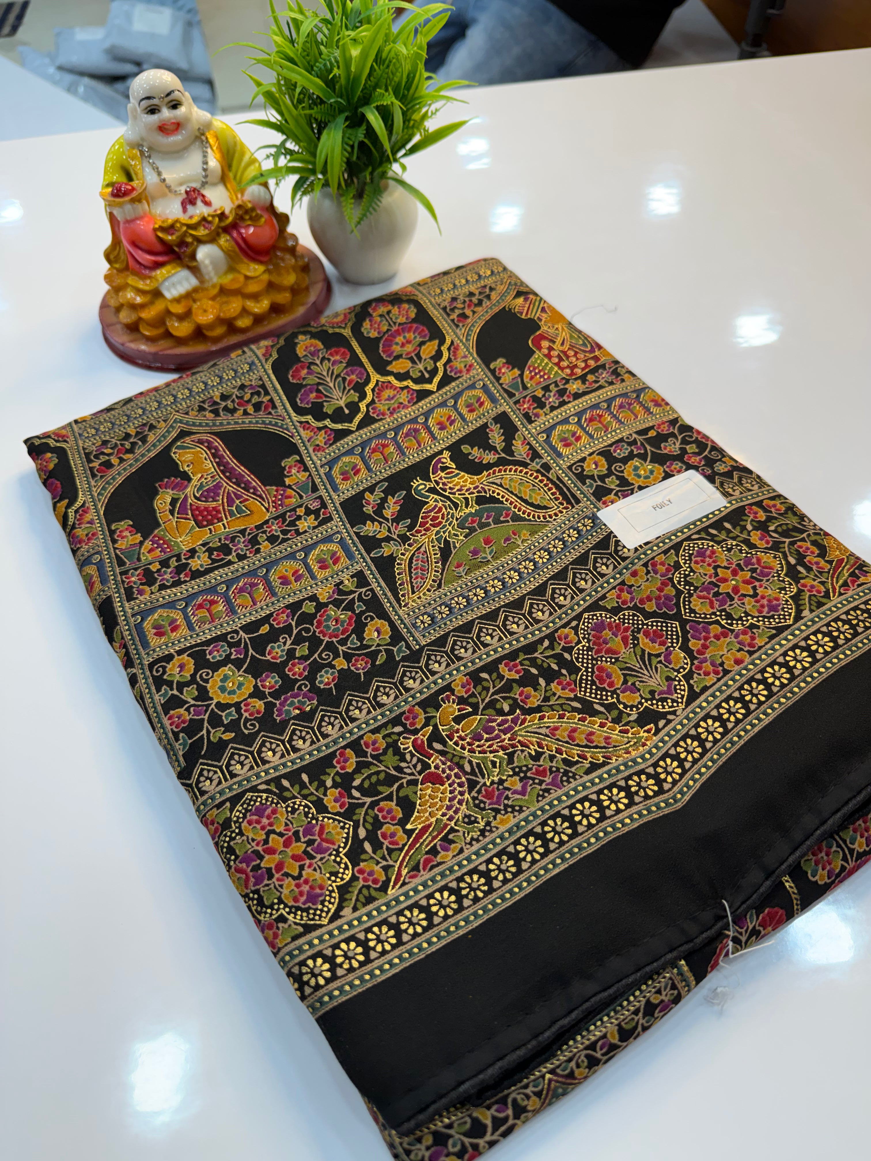 Premium Georgette Saree with Kalamkari Design & Butta Blouse | Padmavathi Silks and Sarees