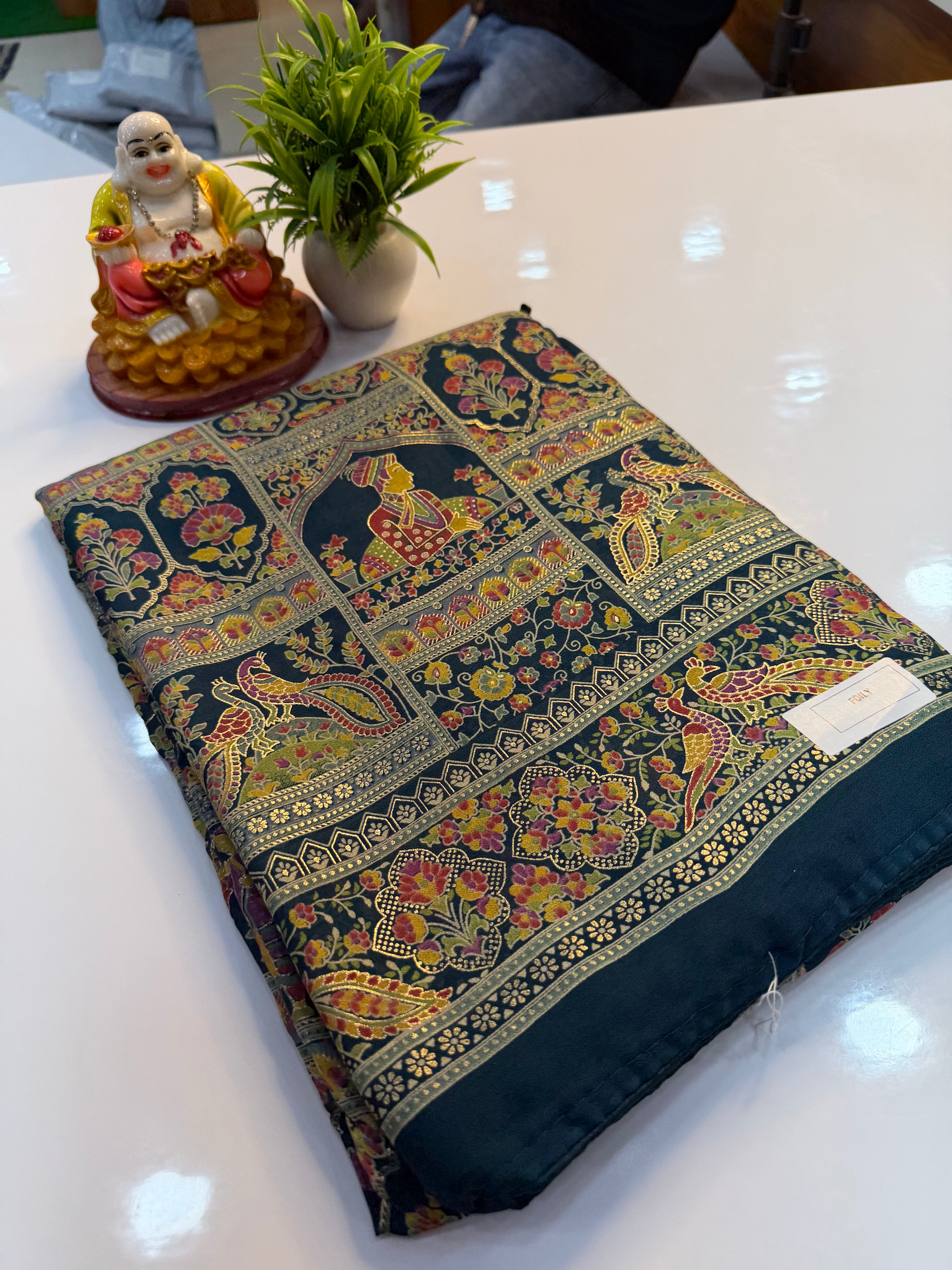 Premium Georgette Saree with Kalamkari Design & Butta Blouse | Padmavathi Silks and Sarees