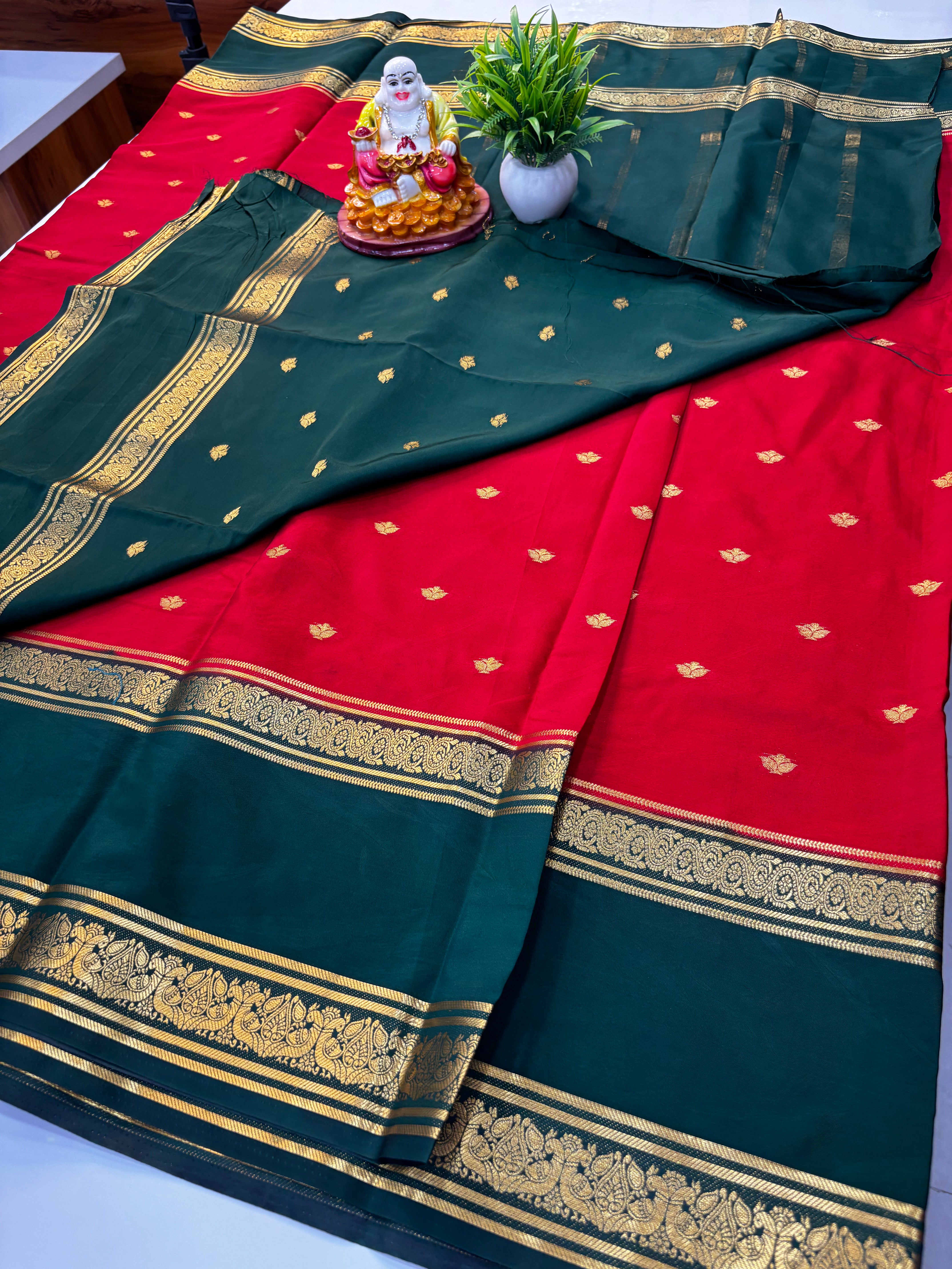 Premium Mysore Crepe Silk Saree with Butta | Padmavathi Silks and Sarees