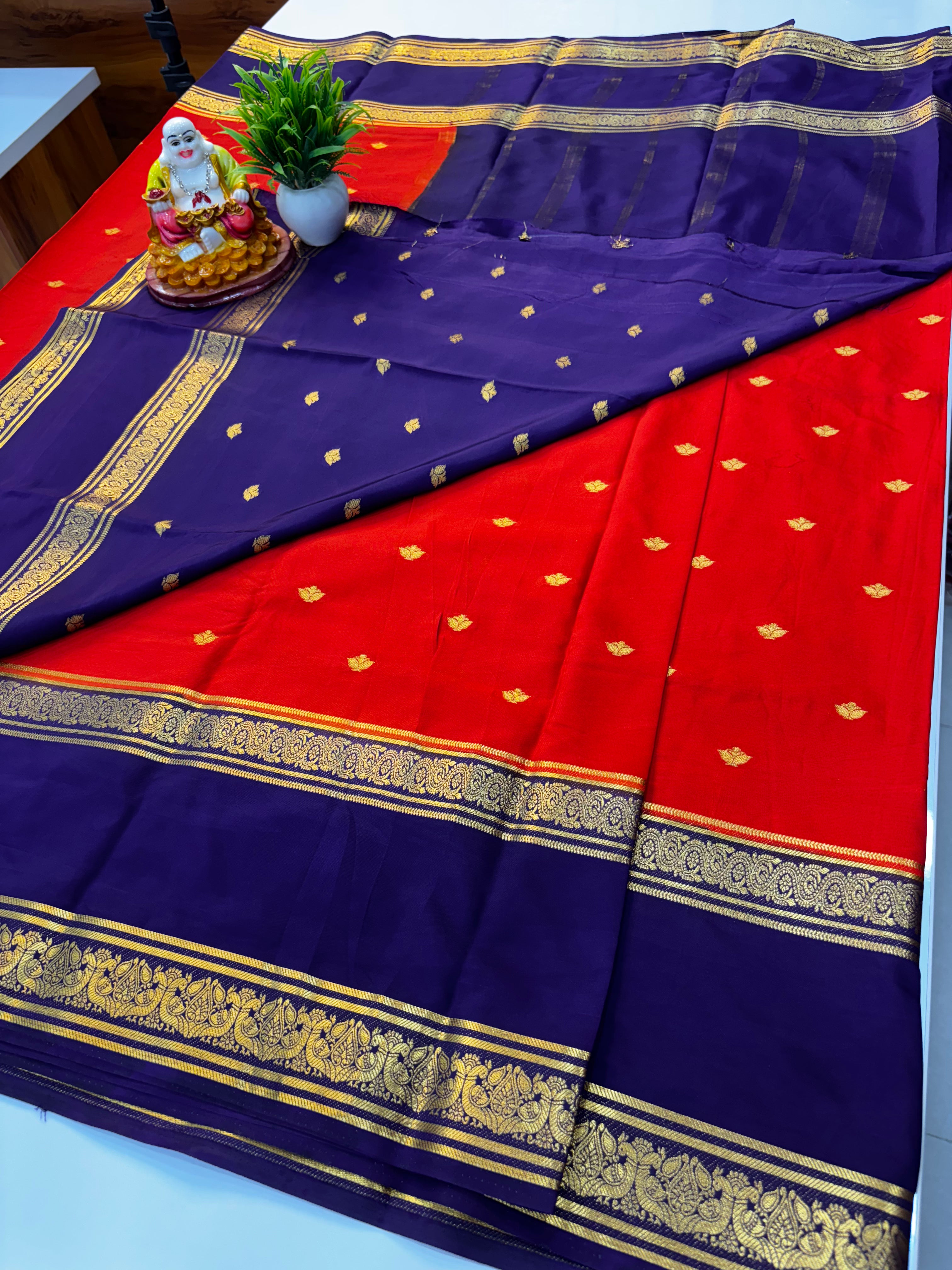 Premium Mysore Crepe Silk Saree with Butta | Padmavathi Silks and Sarees