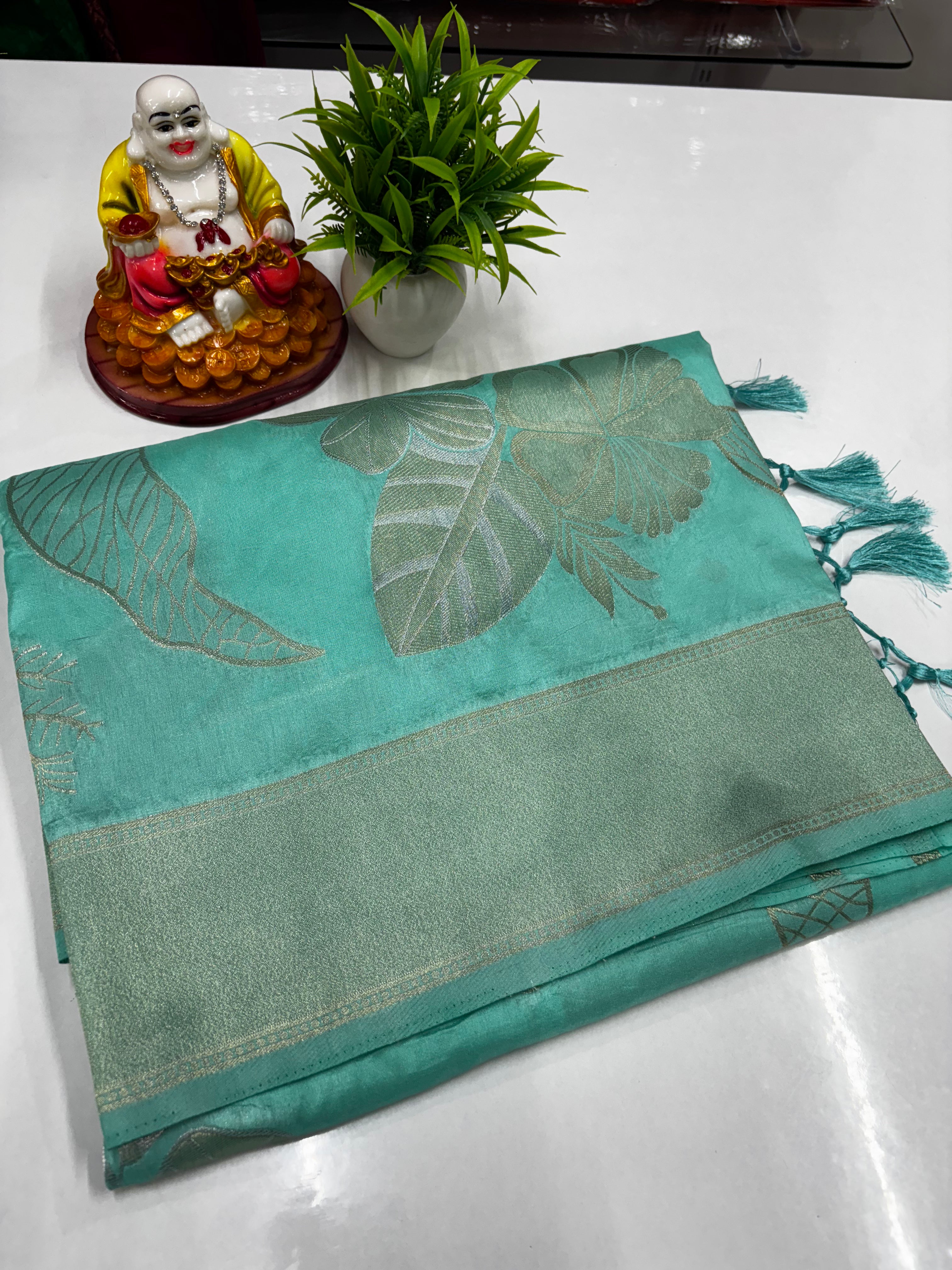 Elegant Satin Floral Saree with Rich Pallu — Premium Padsmavathi Silks & Sarees