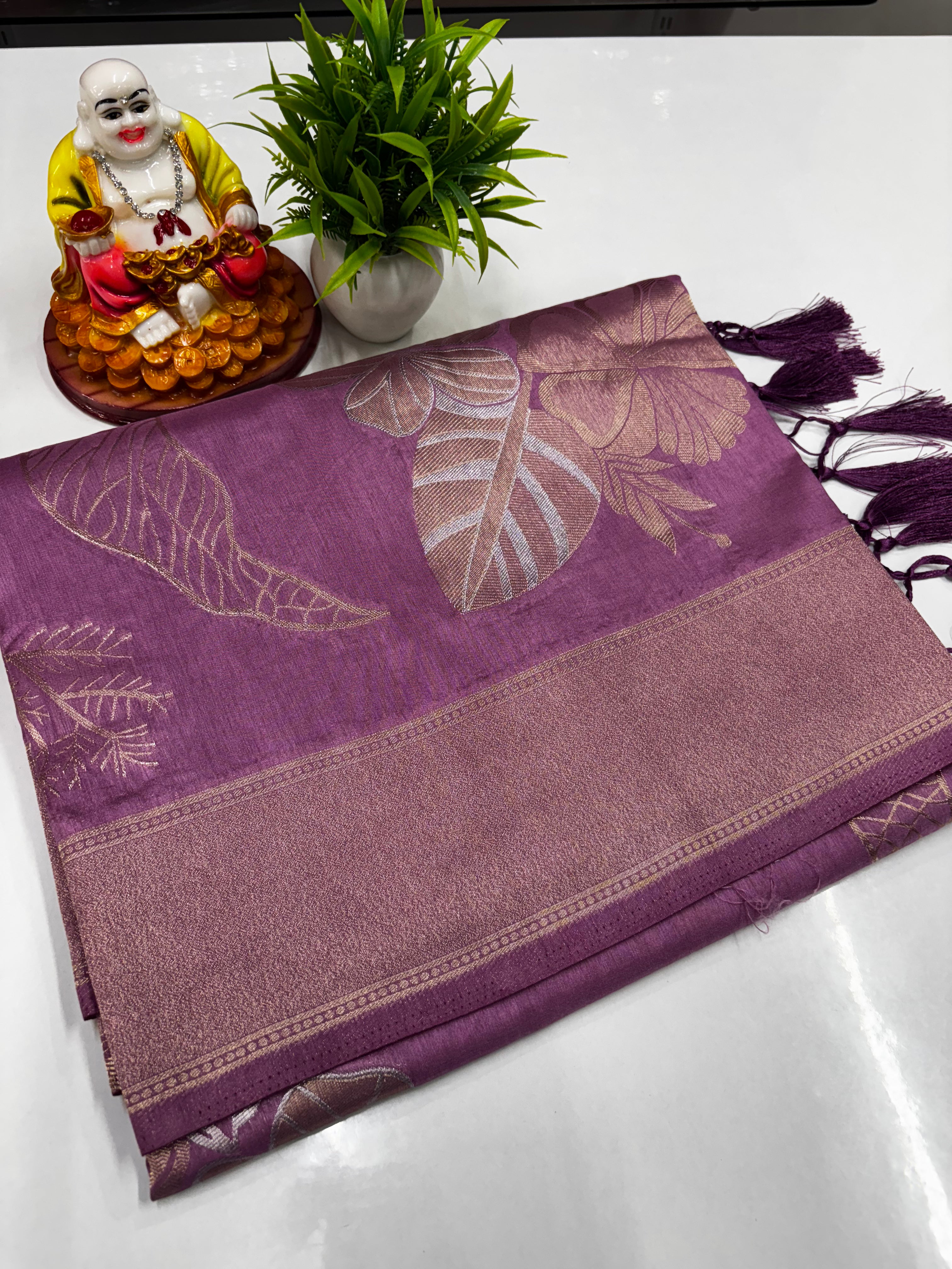 Elegant Satin Floral Saree with Rich Pallu — Premium Padsmavathi Silks & Sarees