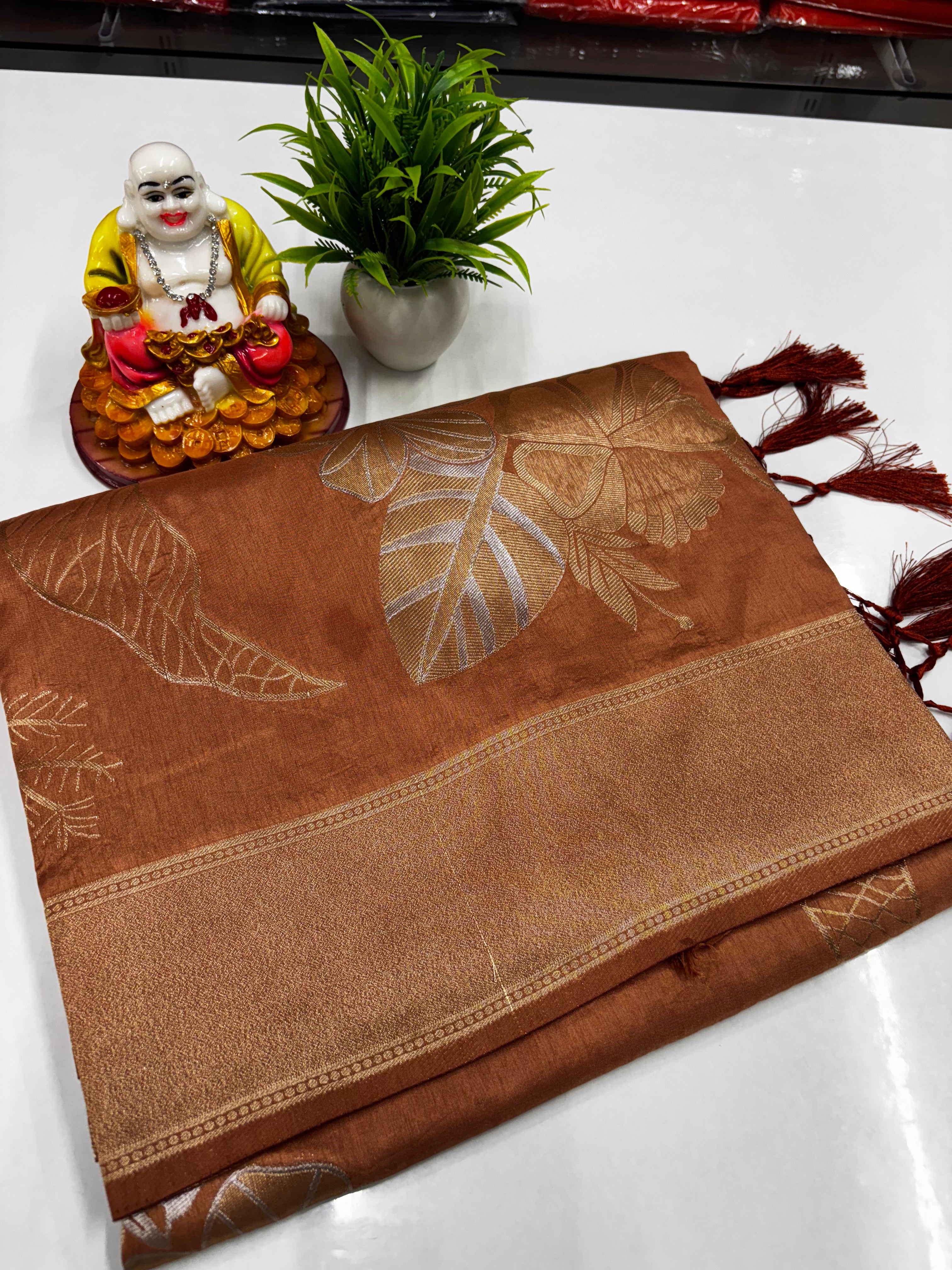 Elegant Satin Floral Saree with Rich Pallu — Premium Padsmavathi Silks & Sarees