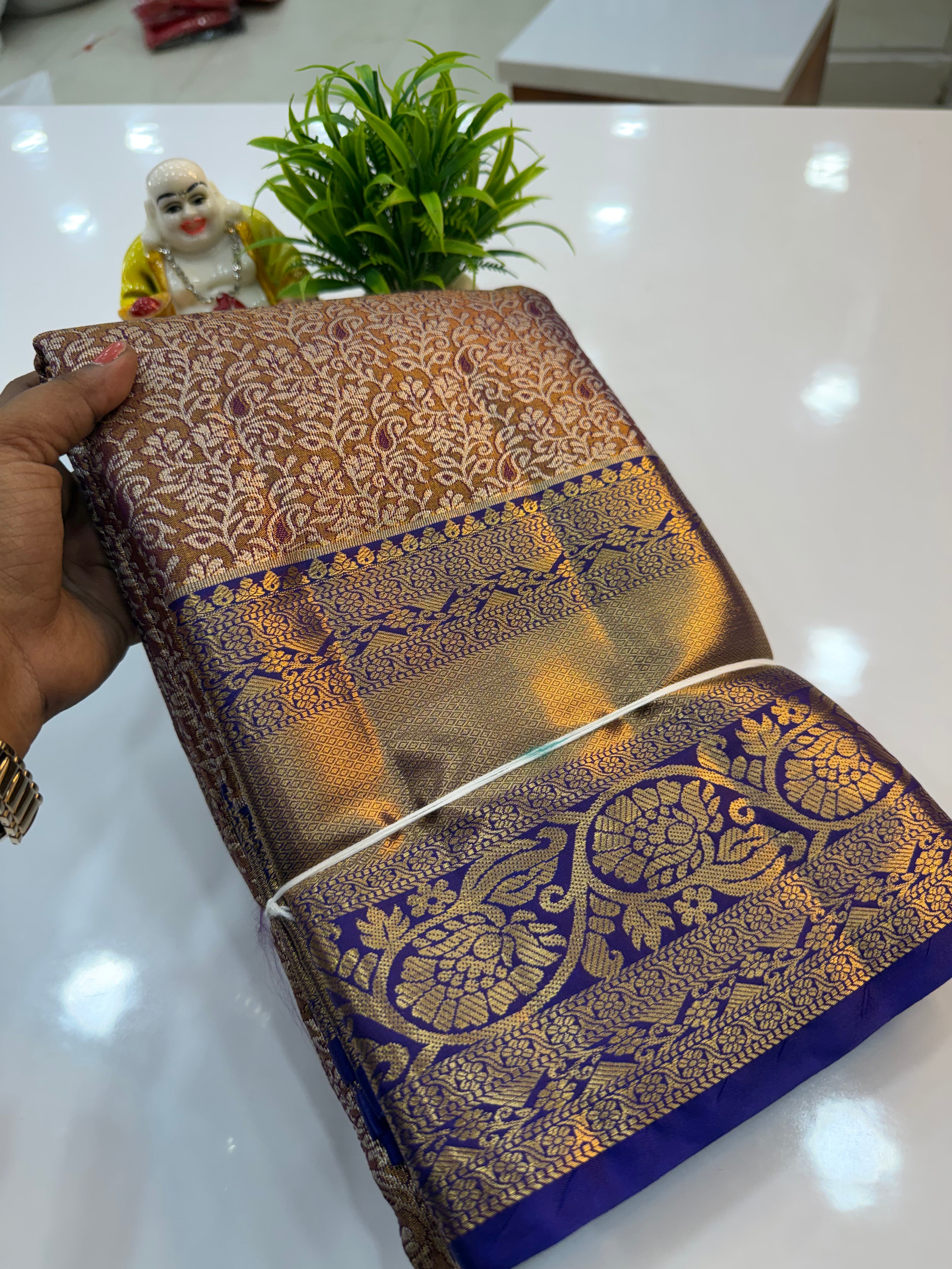 Premium Semi Kanjeevaram Tissue Saree with Rich Pallu & Brocade Blouse