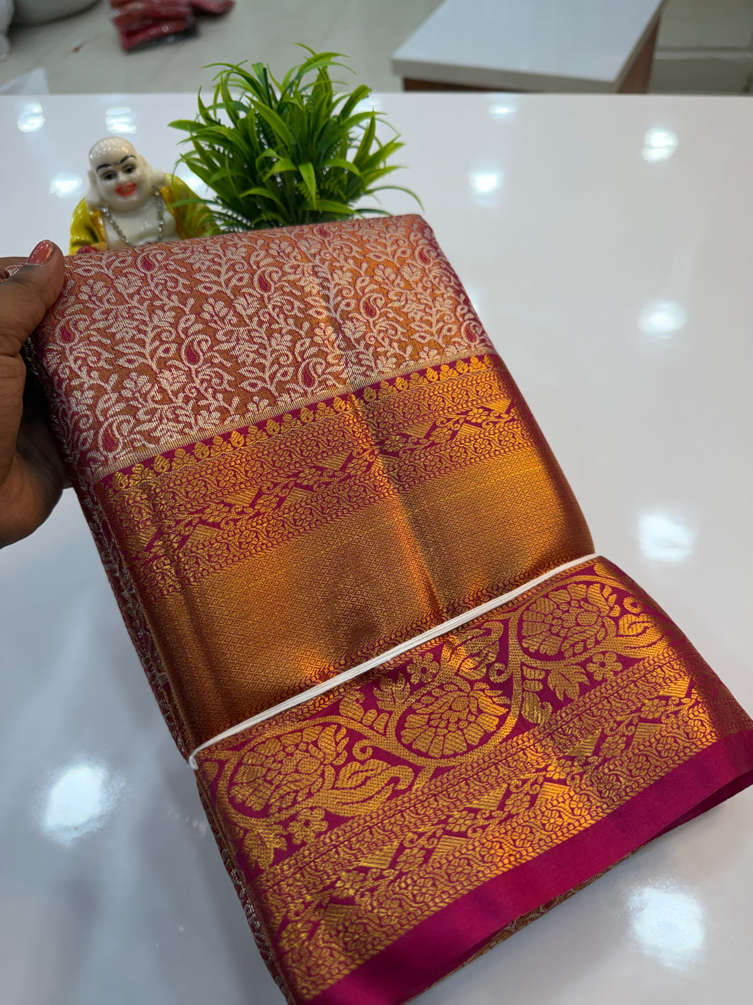 Premium Semi Kanjeevaram Tissue Saree with Rich Pallu & Brocade Blouse