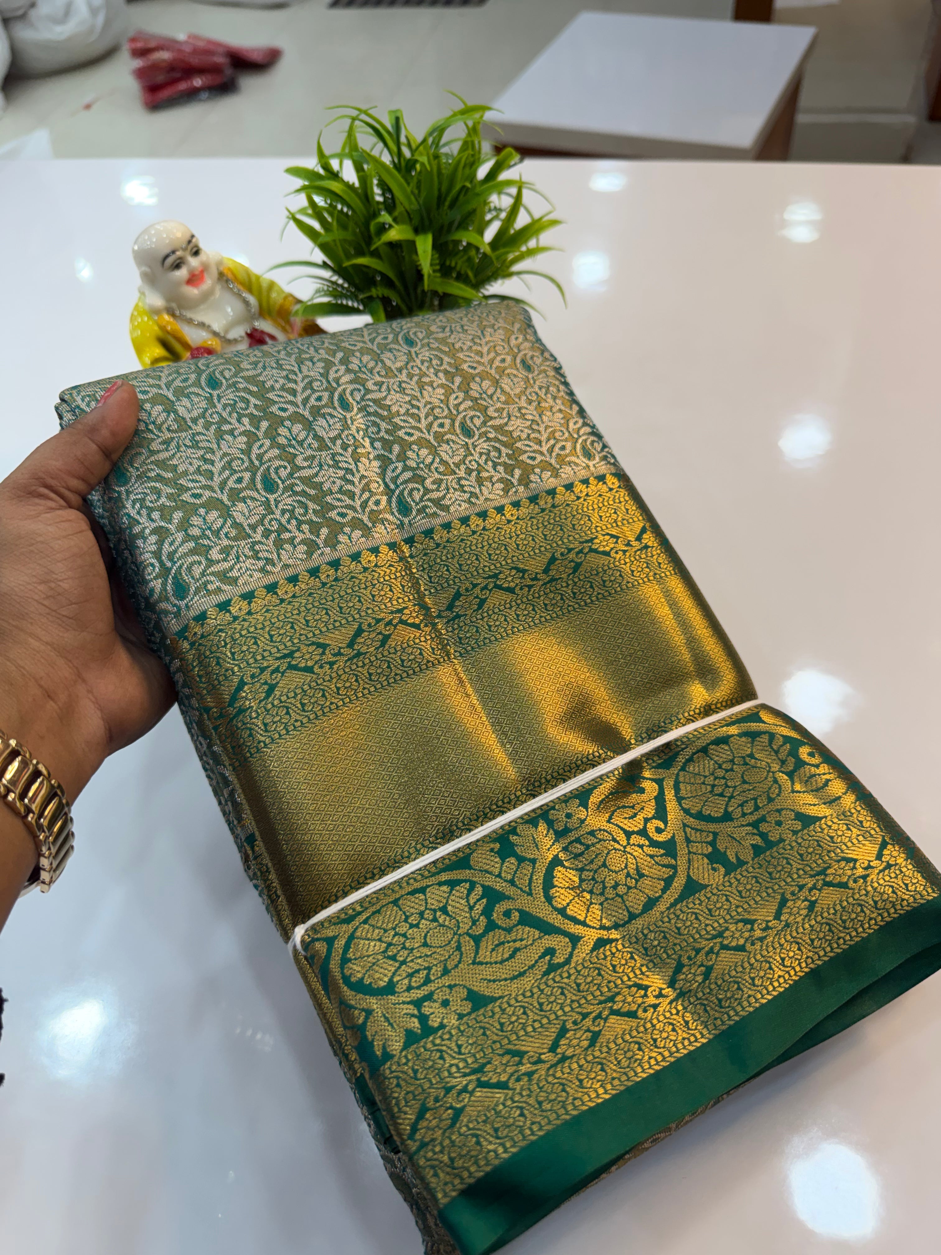 Premium Semi Kanjeevaram Tissue Saree with Rich Pallu & Brocade Blouse
