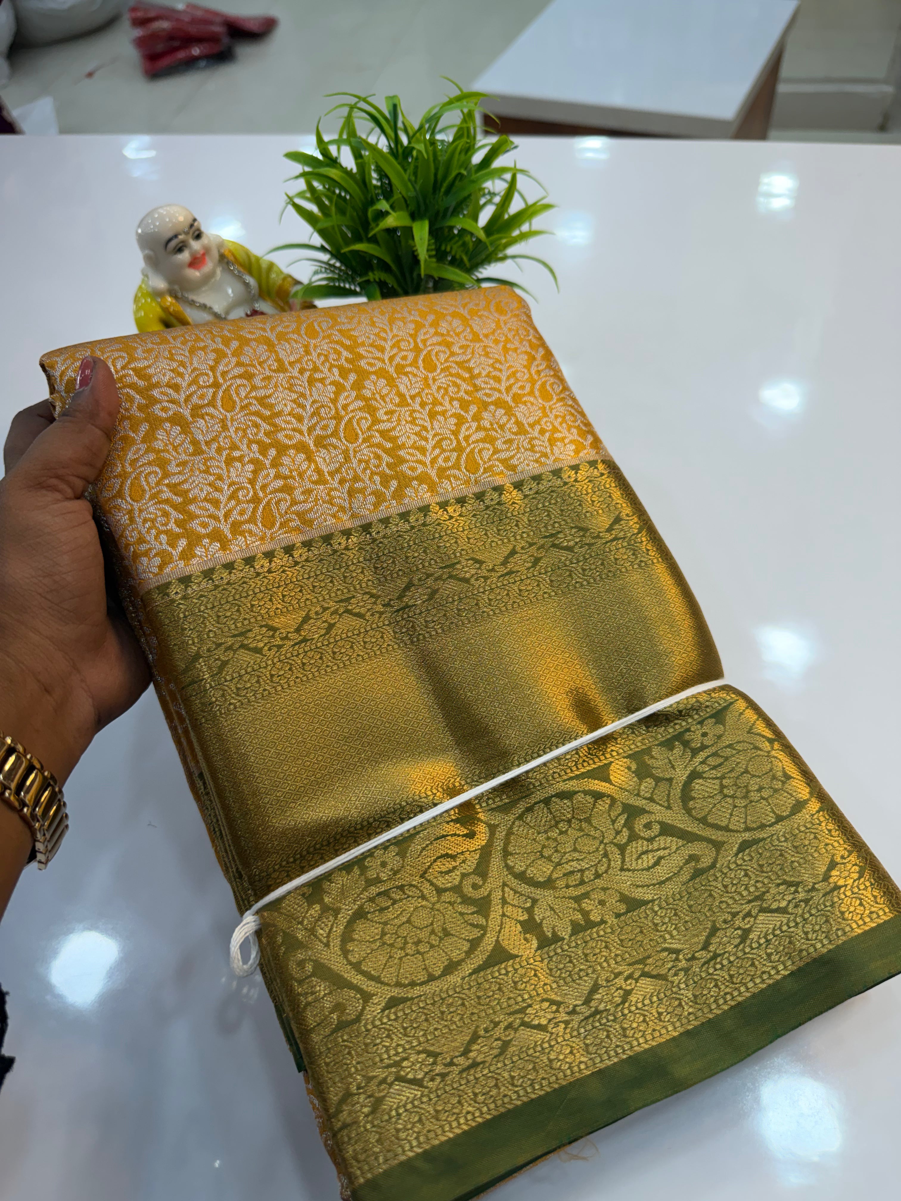 Premium Semi Kanjeevaram Tissue Saree with Rich Pallu & Brocade Blouse