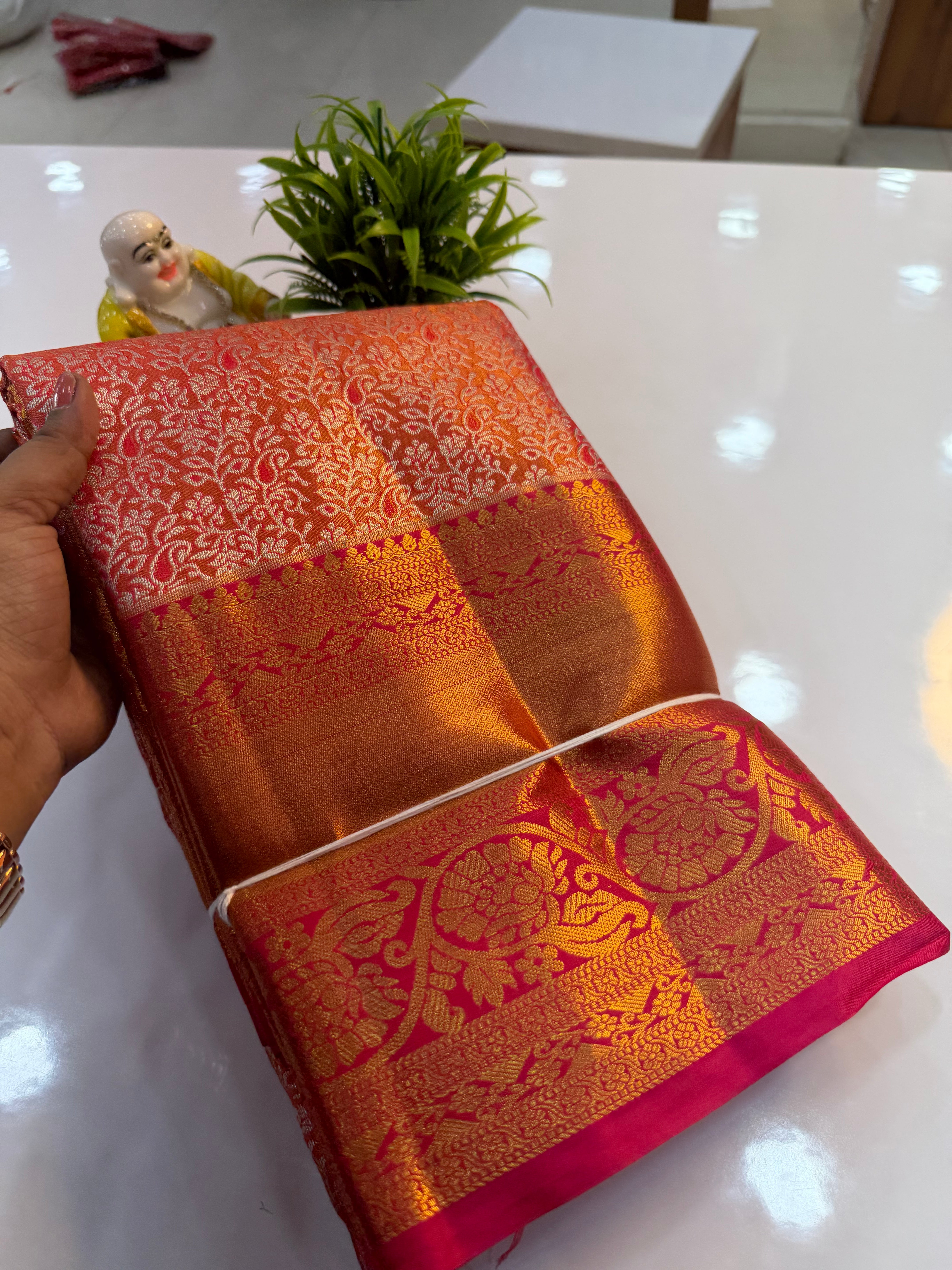 Premium Semi Kanjeevaram Tissue Saree with Rich Pallu & Brocade Blouse
